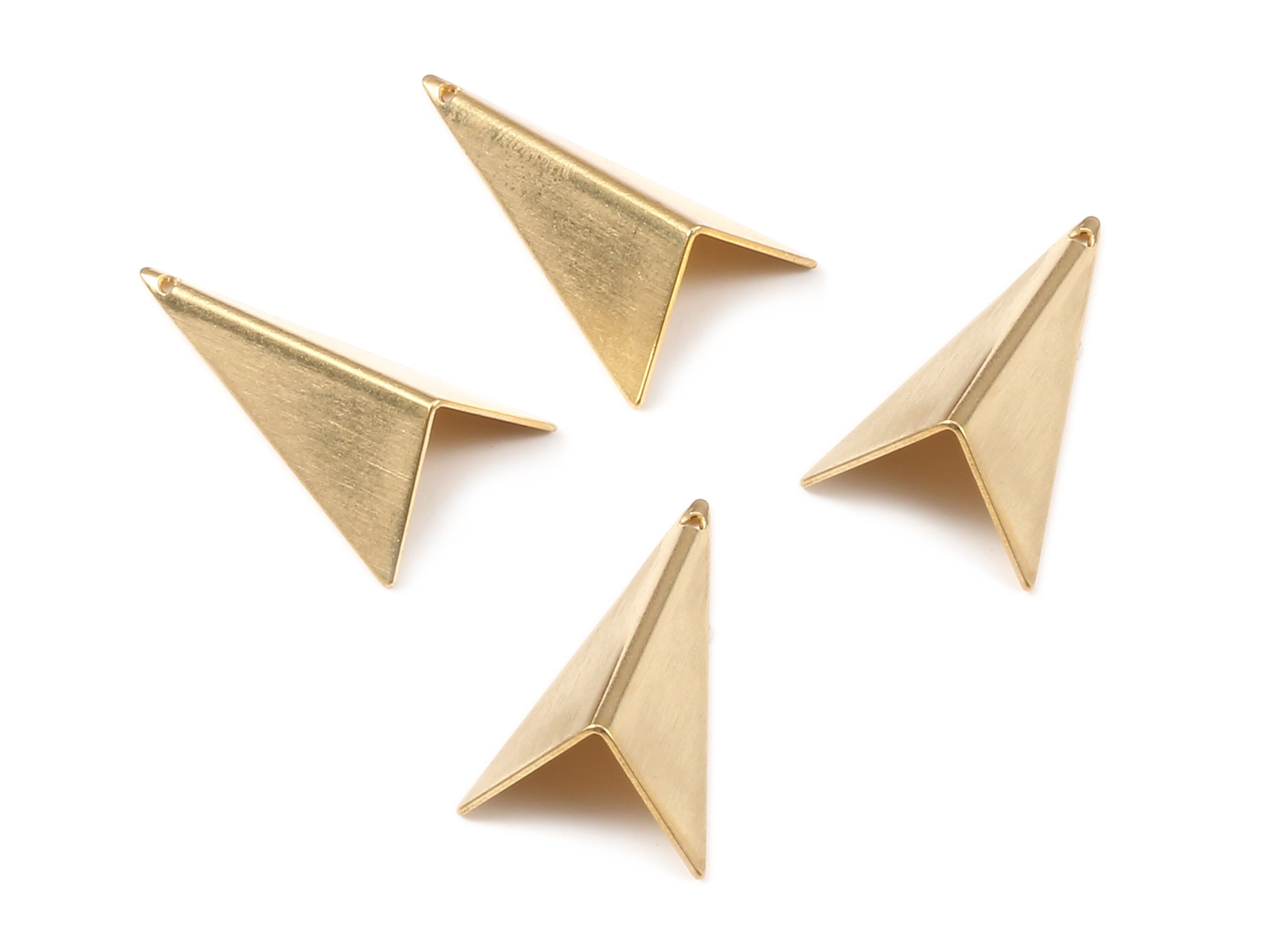 Brass Geometric Charms - Raw Brass Triangle Earrings and Pendant - Earring Findings - Jewelry Supplies - 24.96x14.31x0.5mm - PP2163 - DOMEDBAZAAR
