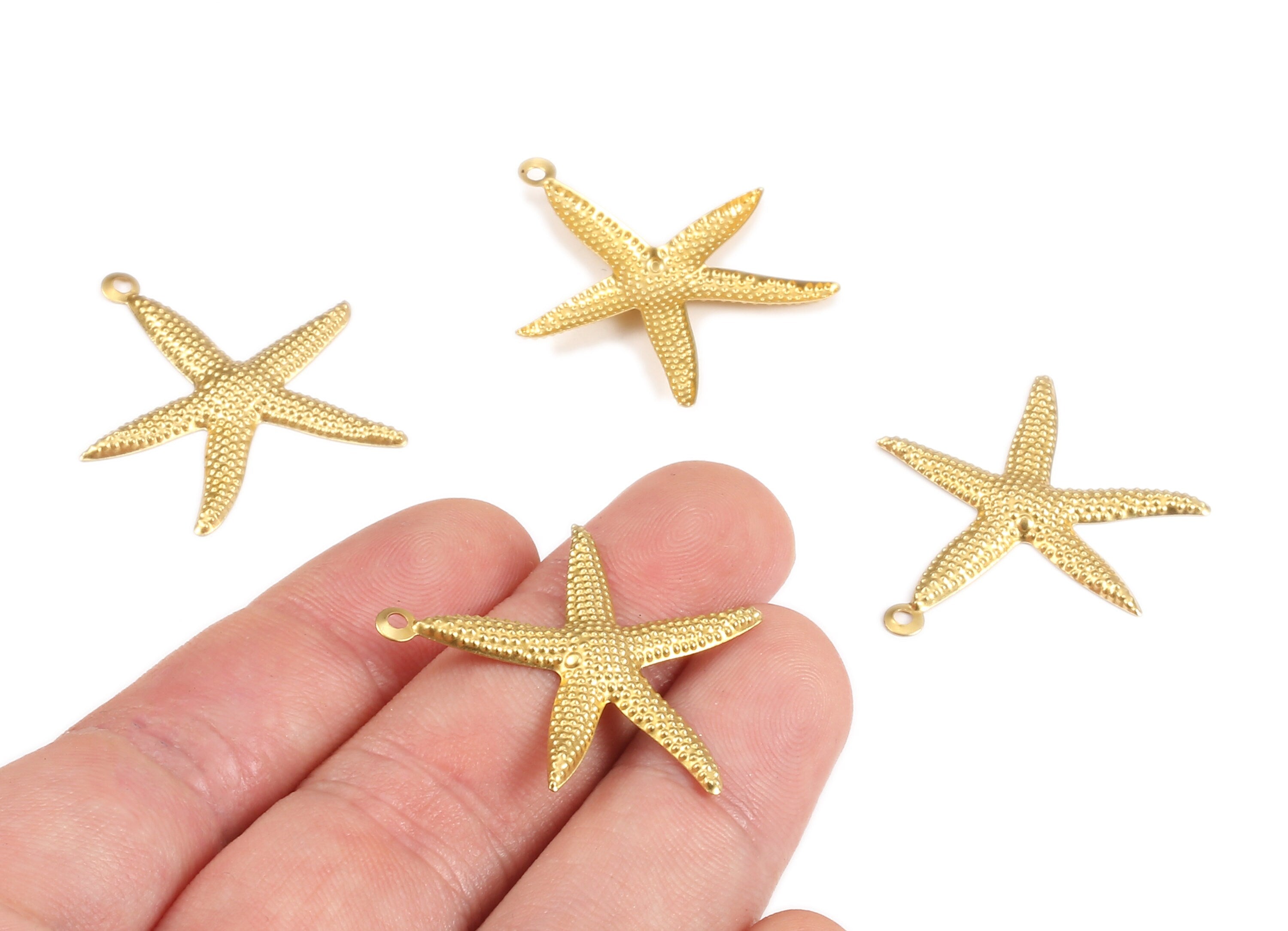 Brass Starfish Charms - Raw Brass Starfish Earrings and Pendant - Earring Findings - Jewelry Supplies - 30.31x28.77x1.09mm - PP2236 - DOMEDBAZAAR
