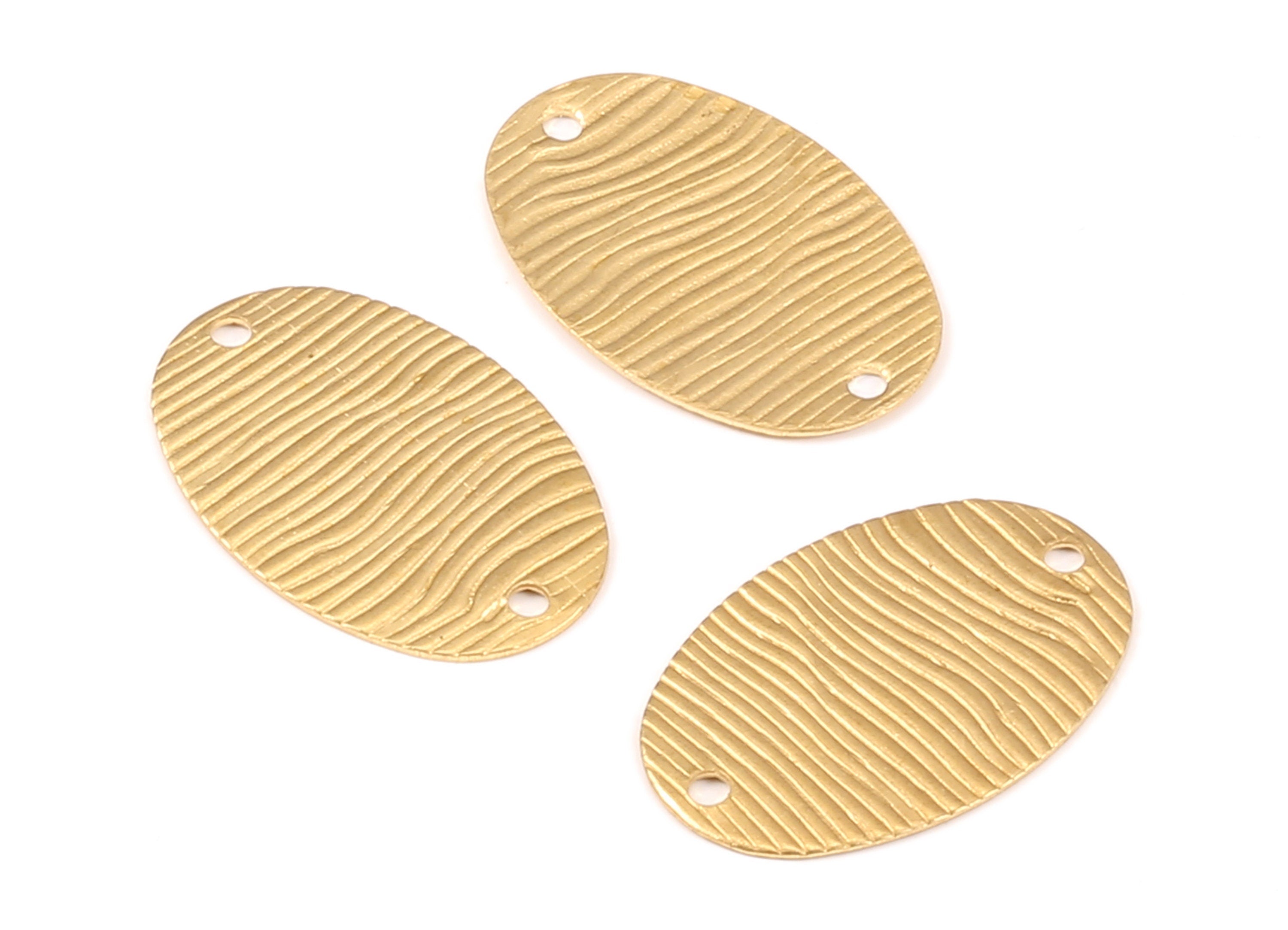 Brass Oval Connectors - Raw Brass Oval Connectors - Earring Findings - Jewelry Supplies - 2 Holes - 24.47x16.2x0.56mm - PP2279 - DOMEDBAZAAR