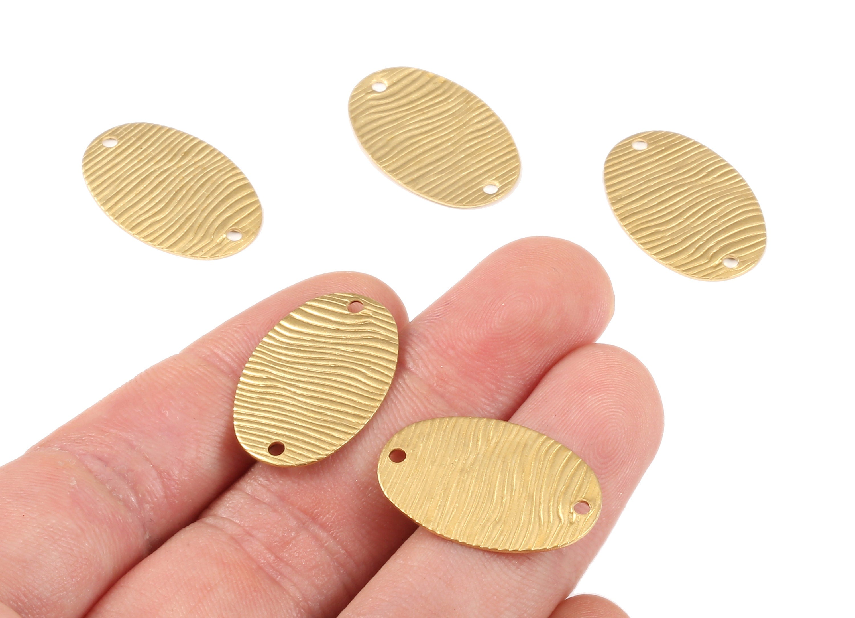 Brass Oval Connectors - Raw Brass Oval Connectors - Earring Findings - Jewelry Supplies - 2 Holes - 24.47x16.2x0.56mm - PP2279 - DOMEDBAZAAR