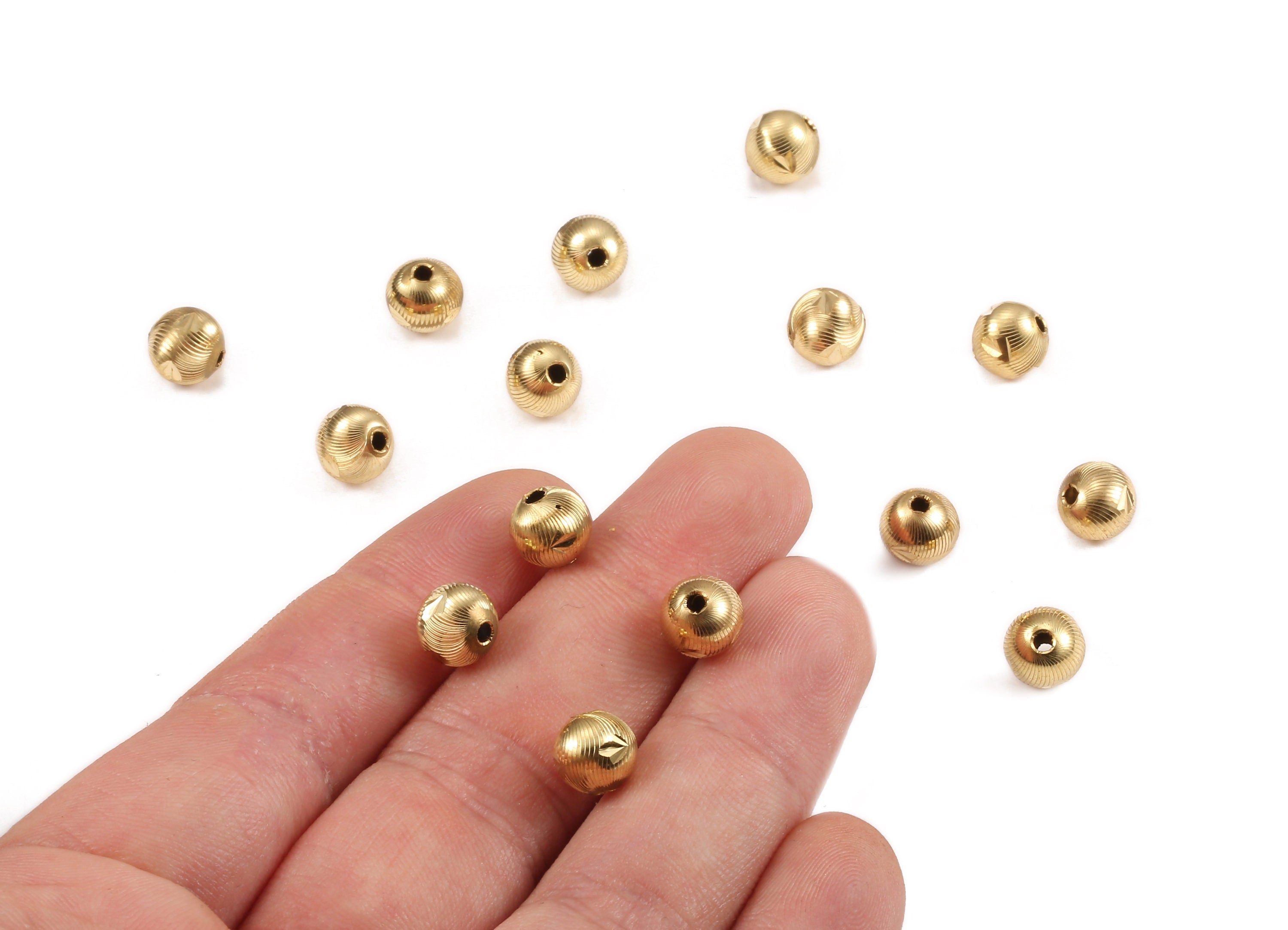 Brass Ball Charms - Raw Brass Beads Earrings and Pendant - Necklace Connectors - Jewelry Supplies - 7.72x7.56mm - PP2289 - DOMEDBAZAAR