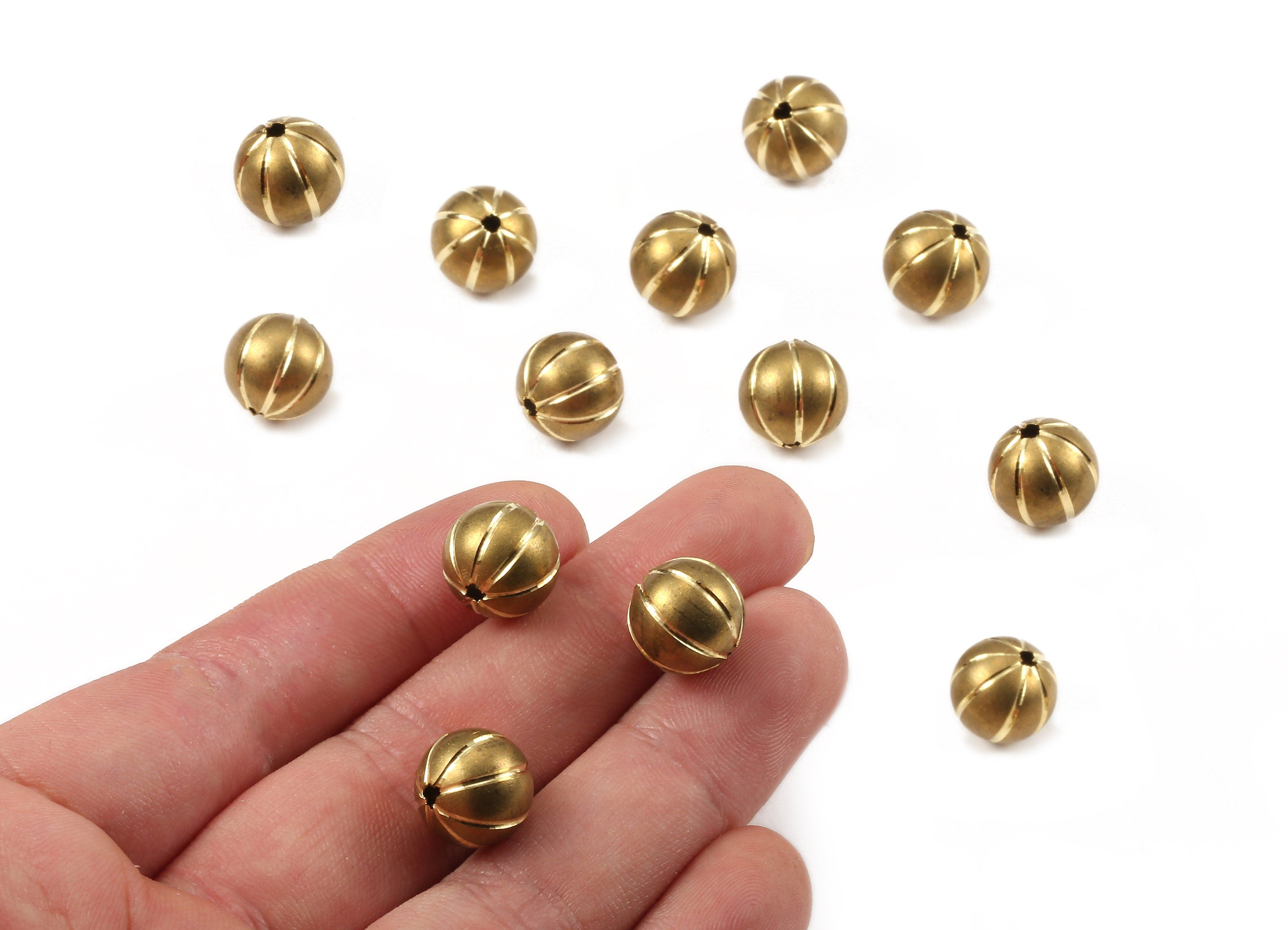 Brass Ball Charms - Raw Brass Beads Earrings and Pendant - Necklace Connectors - Jewelry Supplies - 11.8x11.46mm - PP2302 - DOMEDBAZAAR