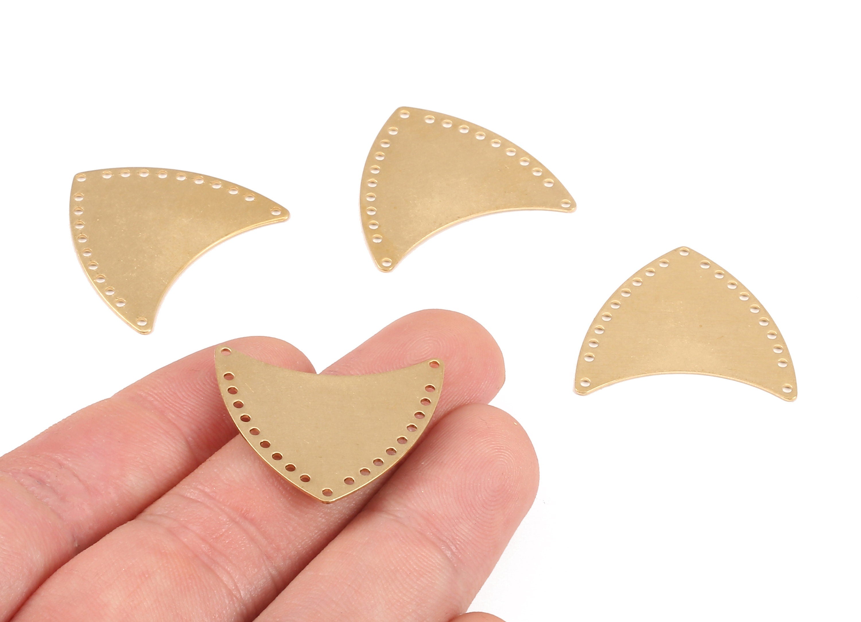 Personalized stamping blank - Brass Geometric Connectors - Raw Brass Geometric Connectors With Multiple Holes- 26.99x24.04x0.62mm - PP2182 - DOMEDBAZAAR