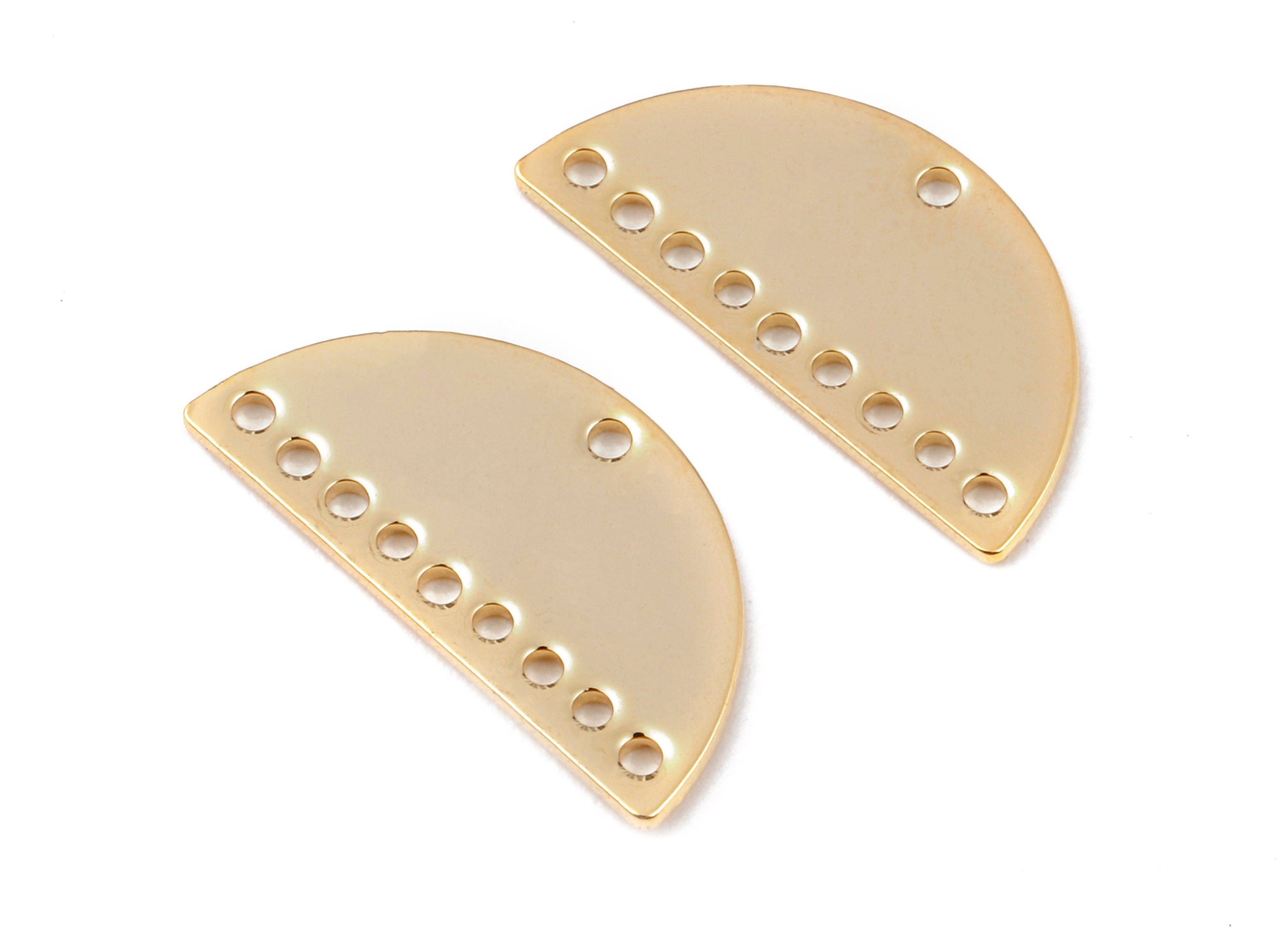 Brass Half Moon Connectors - Brass Semicircle Connectors - 18K Real Gold Plated Brass - Jewelry Supplies - 21.13x10.65x0.87mm - RGP1147 - DOMEDBAZAAR