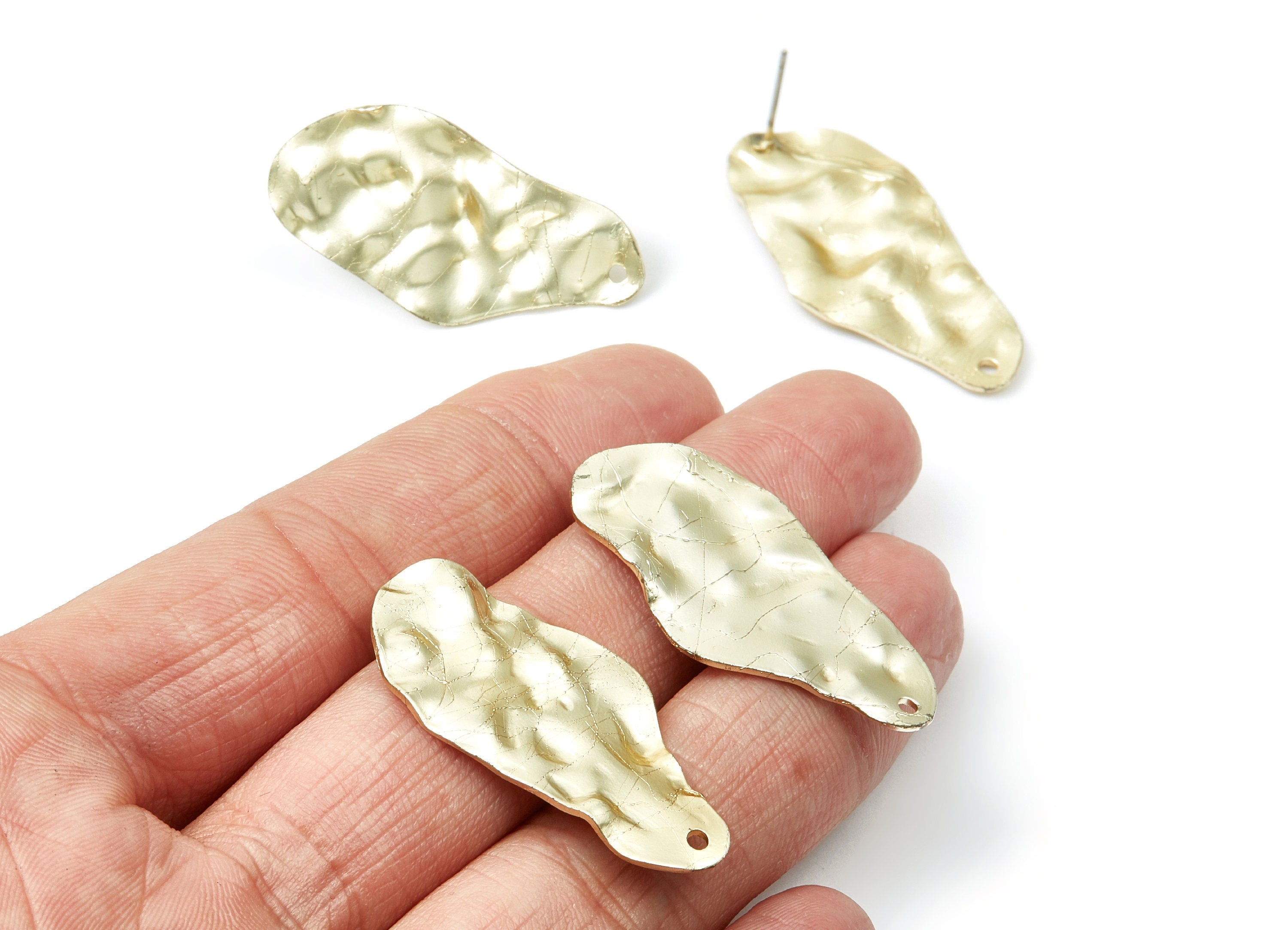 Iron Earring Stud - Gold Tone Plated - Earring Post - Earring findings - Jewelry Supplies - 38,15x18,24x0,9mm - ZZ1315 - DOMEDBAZAAR