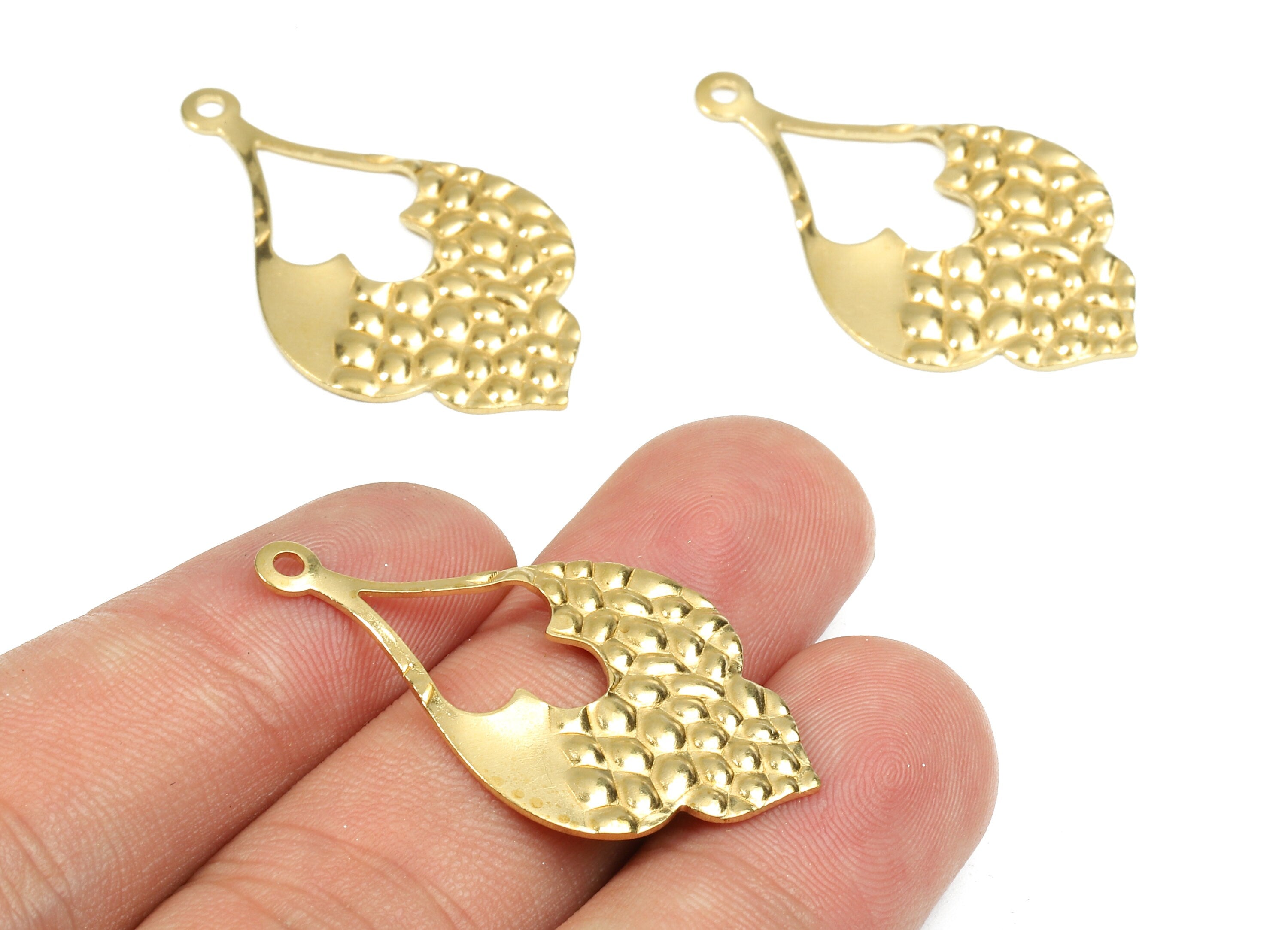 Brass Leaf Charms - Raw Brass Leaf Earrings and Pendant - Earring Findings - Jewelry Supplies - 35.58x21.47x1.11mm - PP2524 - DOMEDBAZAAR