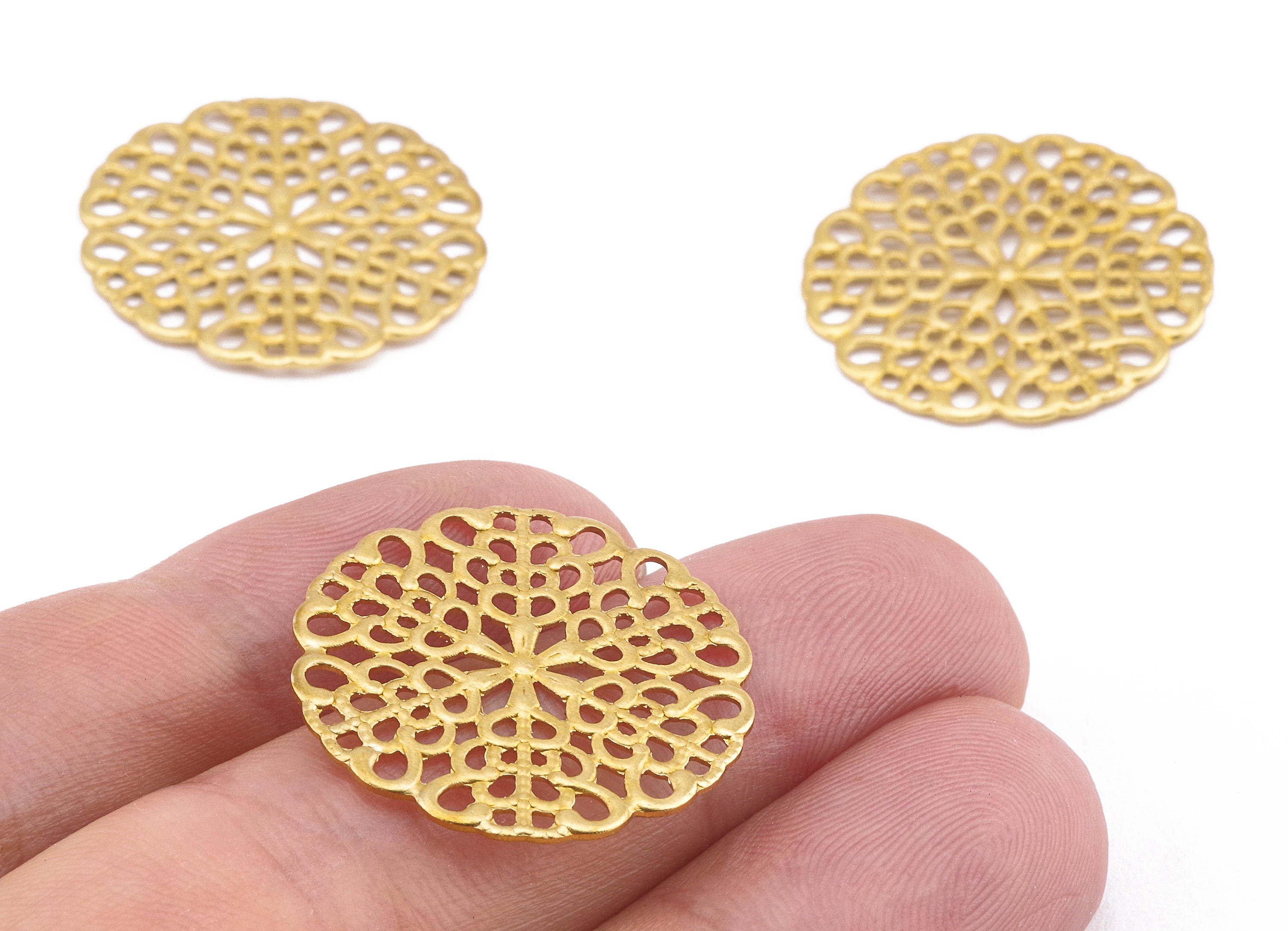 Brass Round Charms - Raw Brass Round Earrings and Pendant - Earring Findings - Jewelry Supplies - 25.05x25.05x0.6mm - PP2241 - DOMEDBAZAAR