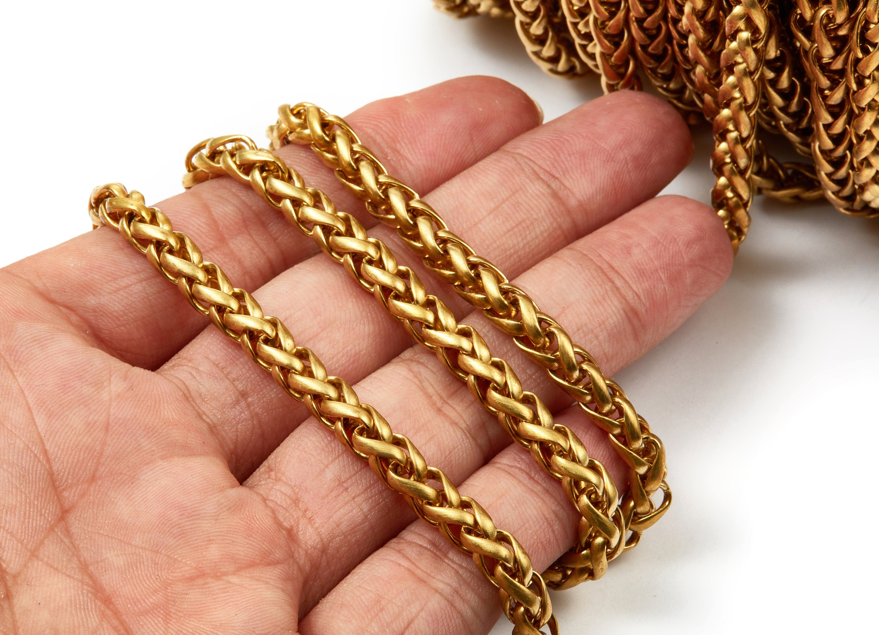 Wheat Chain - Raw Brass Wheat Chain - Jewellery Making - 0.39" x 0.25" x 0.04"- CC1124 - DOMEDBAZAAR