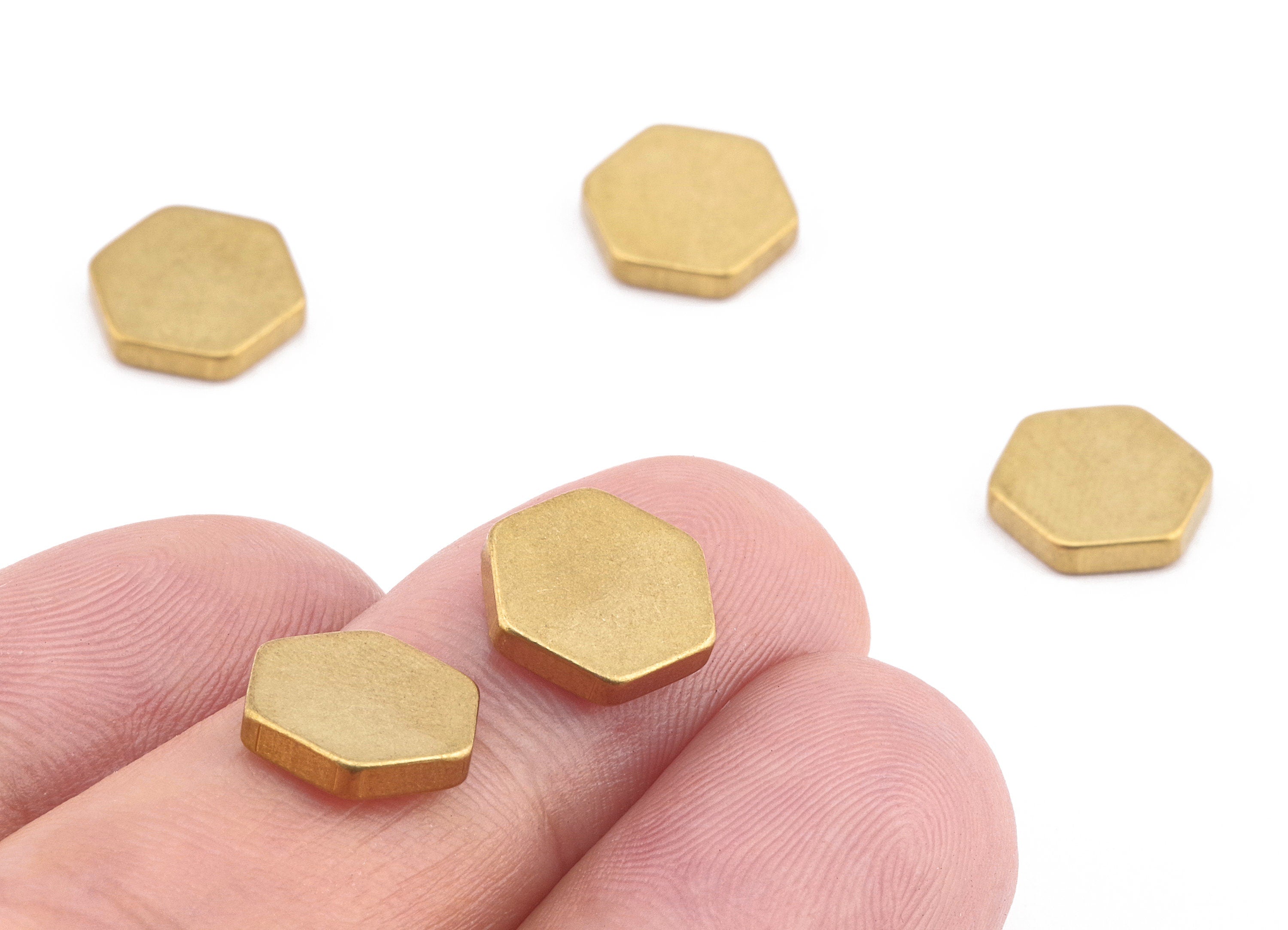 Brass Hexagon Blank - Raw Brass Hexagon Stamping Blank Earring and pendant - Jewelry Supplies - 9.91x9.91x1.96mm - PP2245 - DOMEDBAZAAR