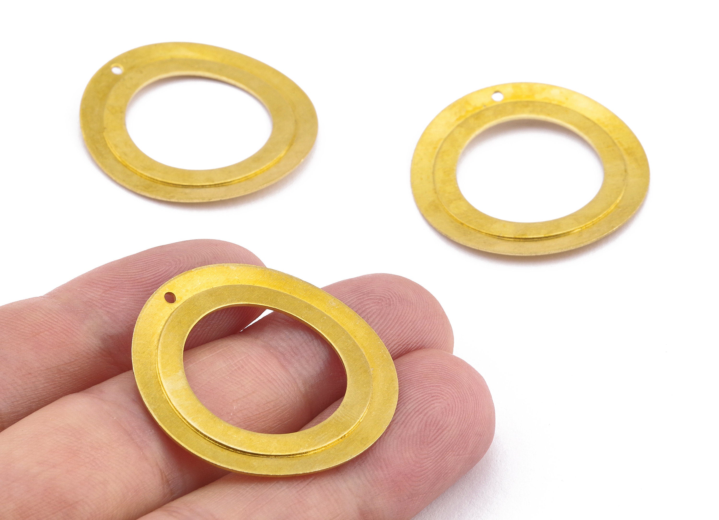 Brass Circle Charms - Raw Brass Round Earrings and Pendant - Earring Findings - Jewelry Supplies - 31.96x31.96x0.93mm - PP2203 - DOMEDBAZAAR