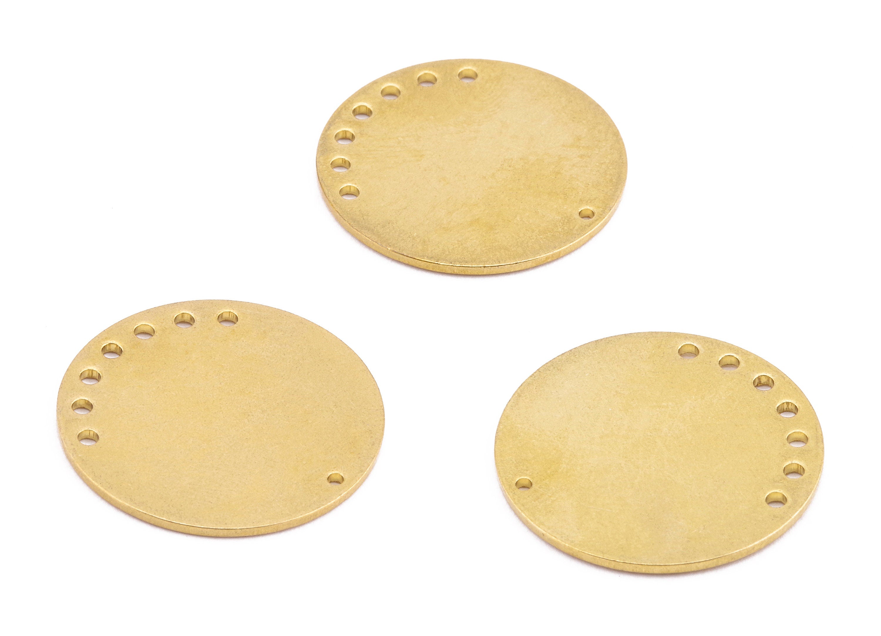 Personalized stamping blank - Brass Round Connector - Raw Brass Round Connectors With 8 Holes - 23.03x23.03x0.96mm - PP2204 - DOMEDBAZAAR