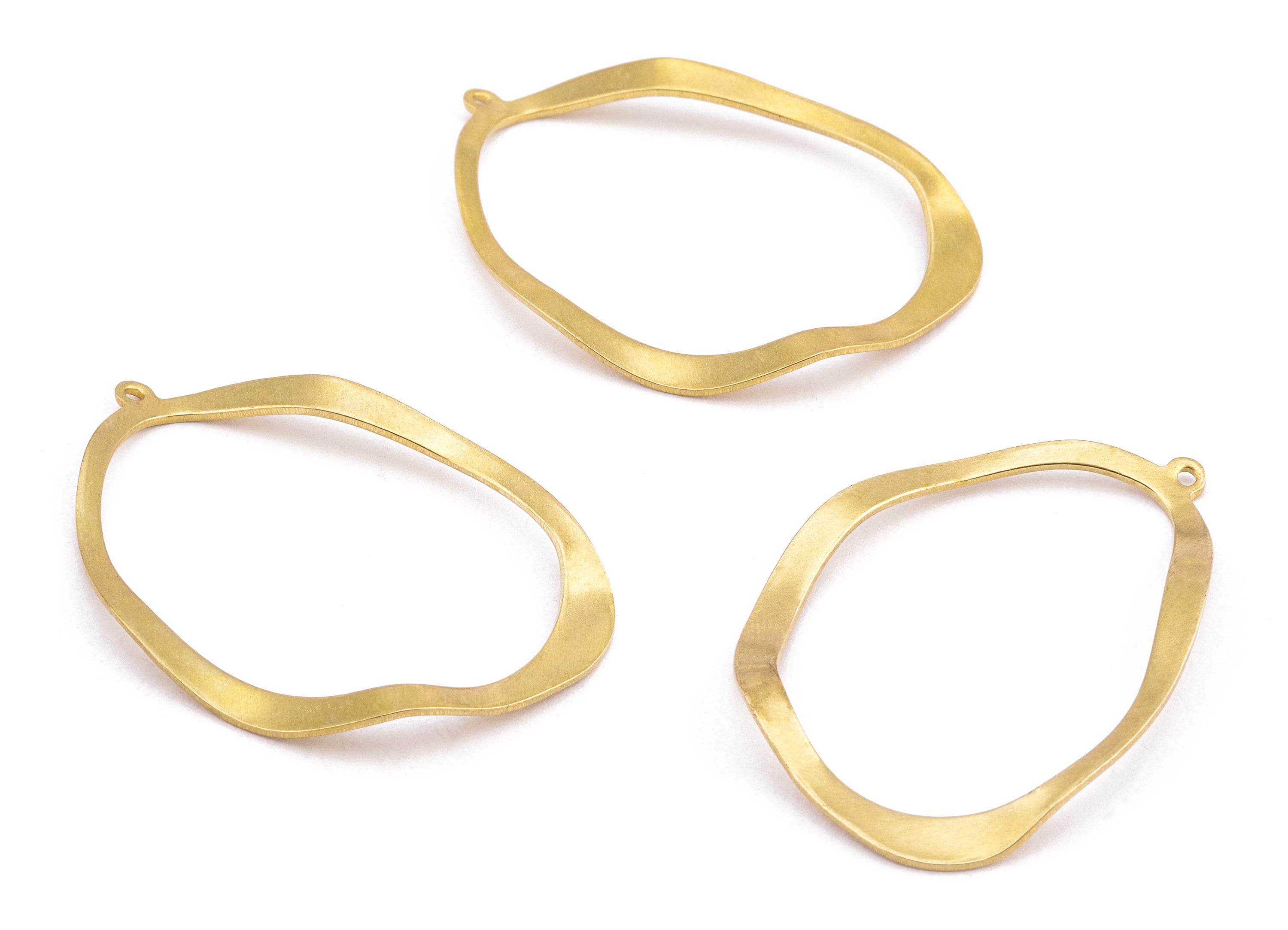 Brass Drop Charms - Raw Brass Wave Drop Earrings and Pendant - Earring Findings - Jewelry Supplies - 38.38x27.75x0.86mm - PP2200 - DOMEDBAZAAR