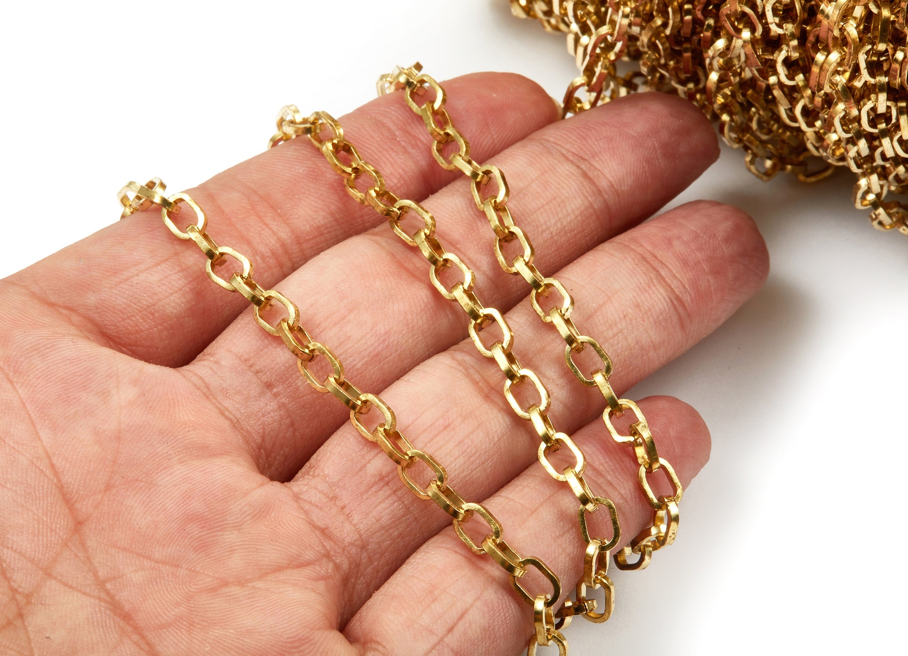 Brass Cable Chain - Raw Brass Chain - open link - 0.26" x 0.18" x 0.05" - for Necklace Jewellery Making - CC1131 - DOMEDBAZAAR