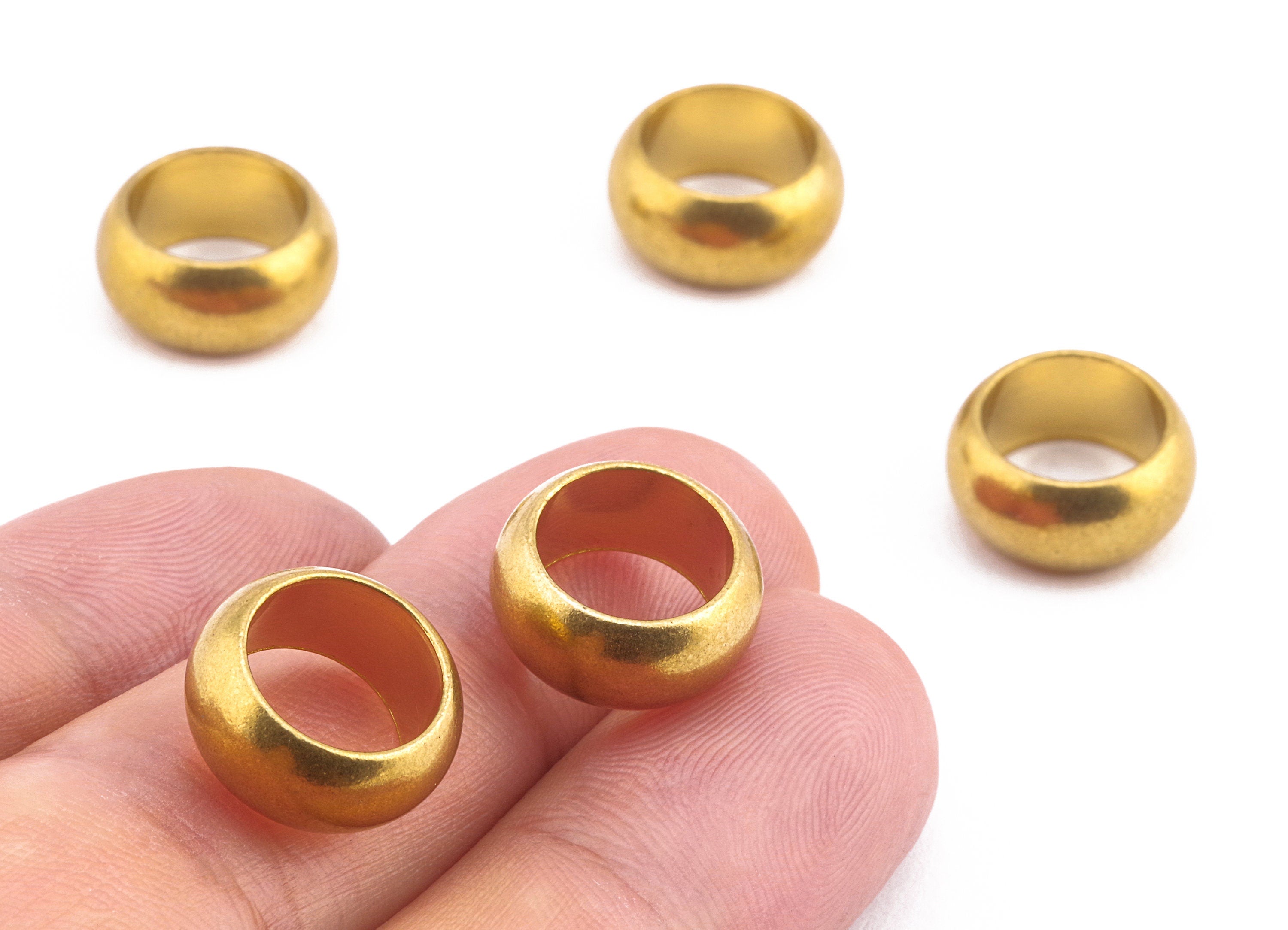 Brass Round Beads - Raw Brass Circle Beads - Earring Findings - Jewelry Supplies - 13.89x6.41x2.13mm - PP2237 - DOMEDBAZAAR