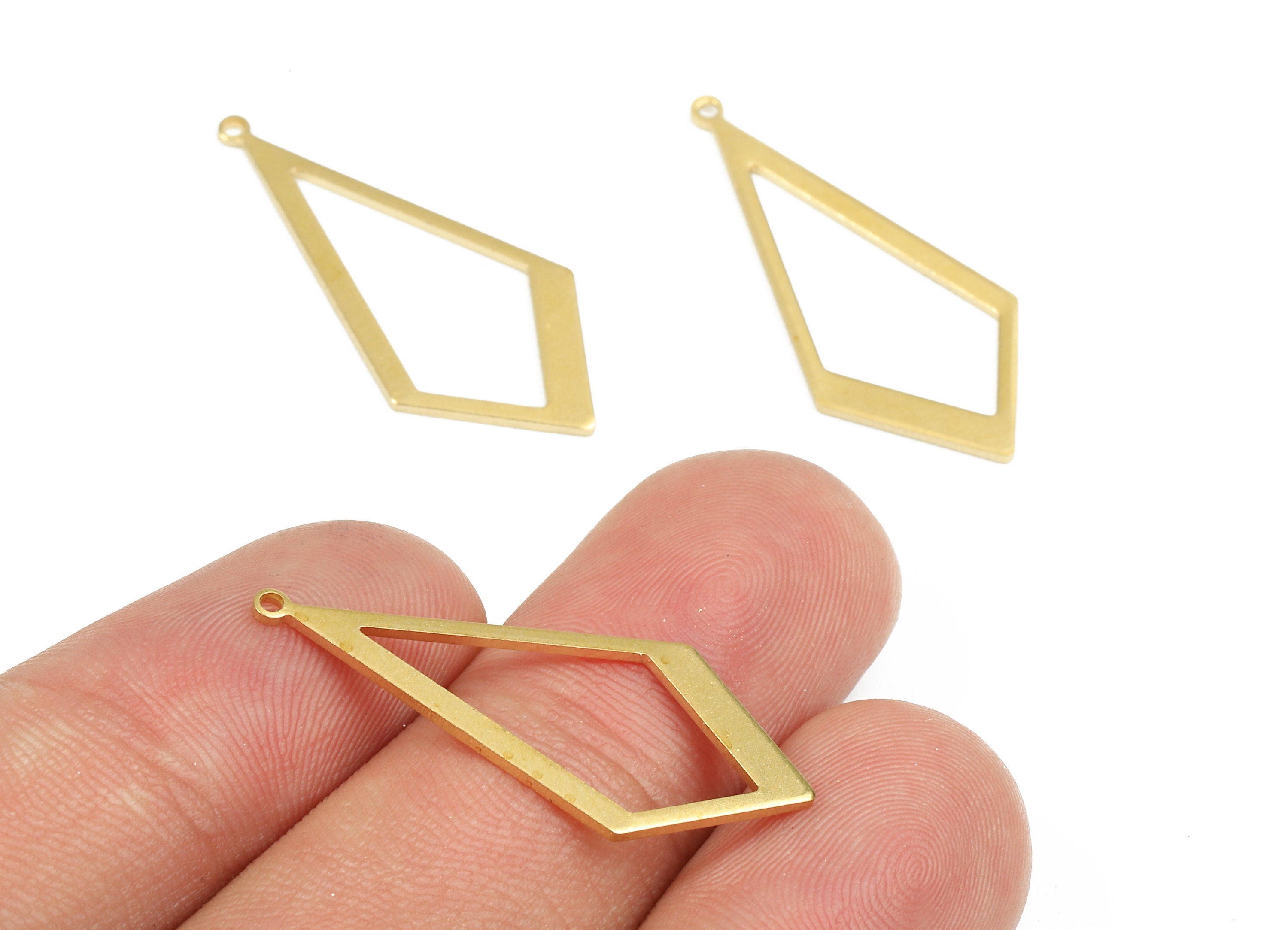 Brass Diamond Charms - Raw Brass Diamond Earrings and Pendant - Earring Findings - Jewelry Supplies - 30.96x14.25x1.06mm - PP2659 - DOMEDBAZAAR
