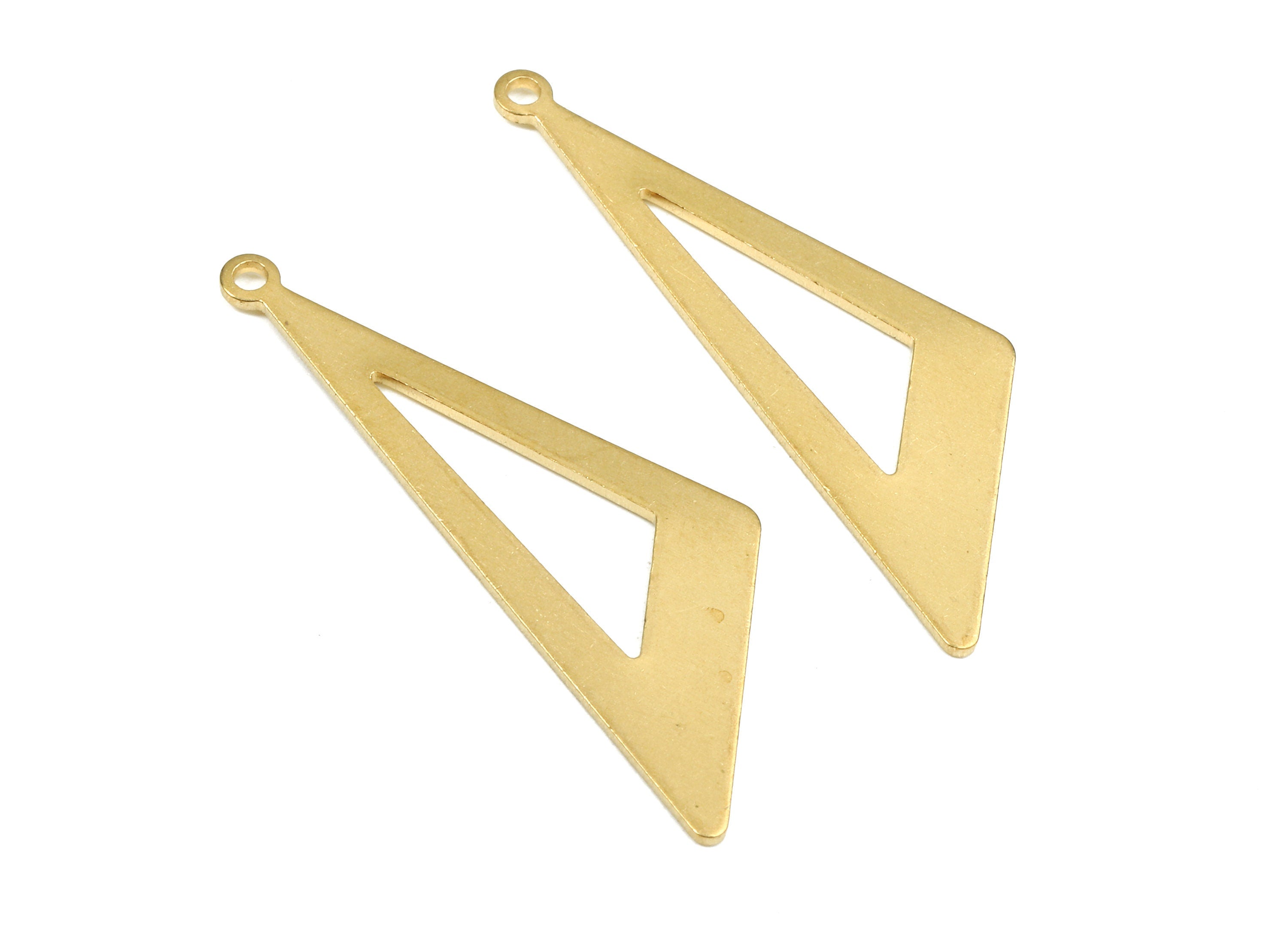 Brass Triangle Charms - Raw Brass Triangle Earrings and Pendant - Brass Triangle Necklace - Jewelry Supplies - 37.22x12.54x1mm - PP2545 - DOMEDBAZAAR