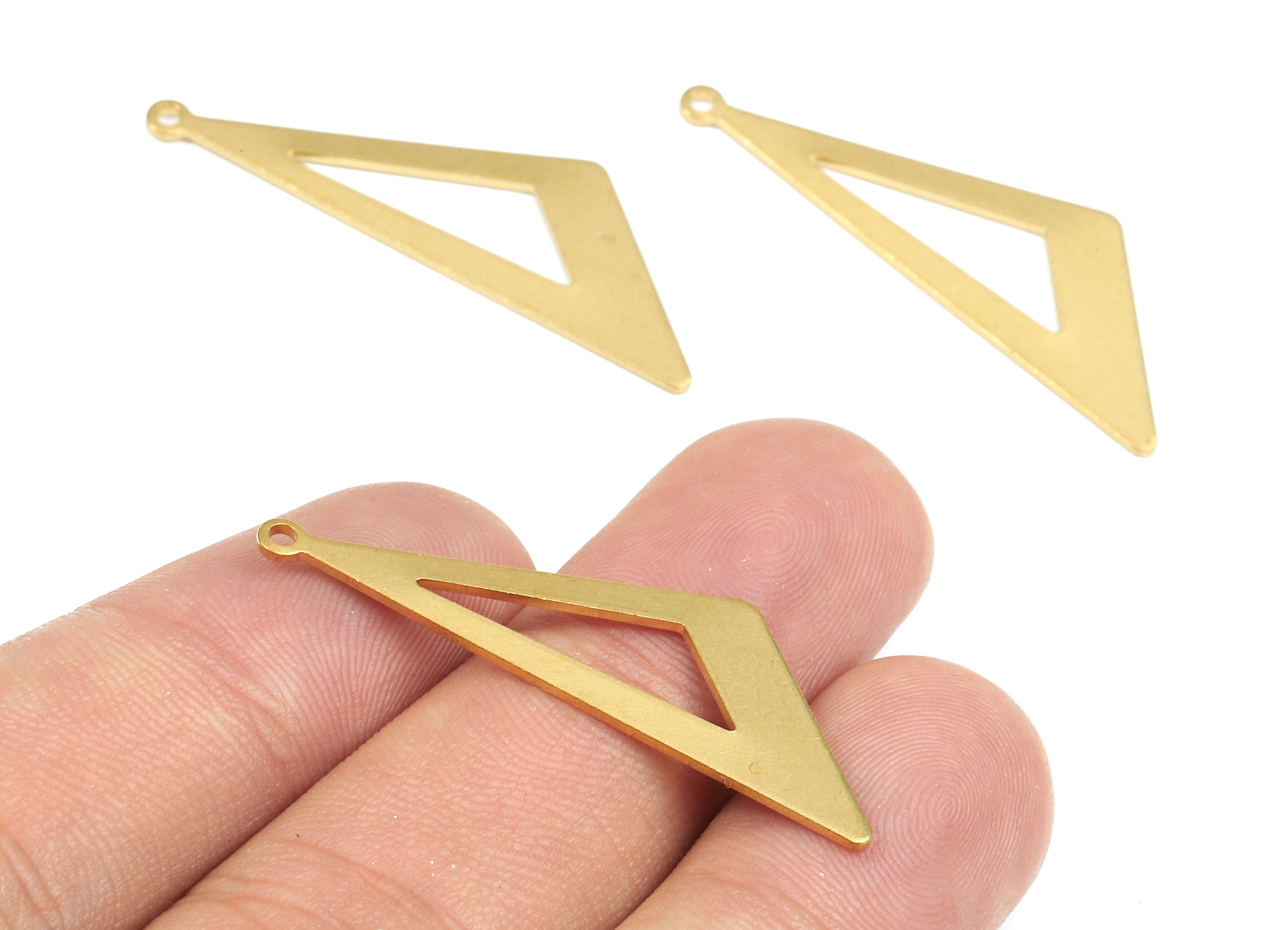 Brass Triangle Charms - Raw Brass Triangle Earrings and Pendant - Brass Triangle Necklace - Jewelry Supplies - 37.22x12.54x1mm - PP2545 - DOMEDBAZAAR