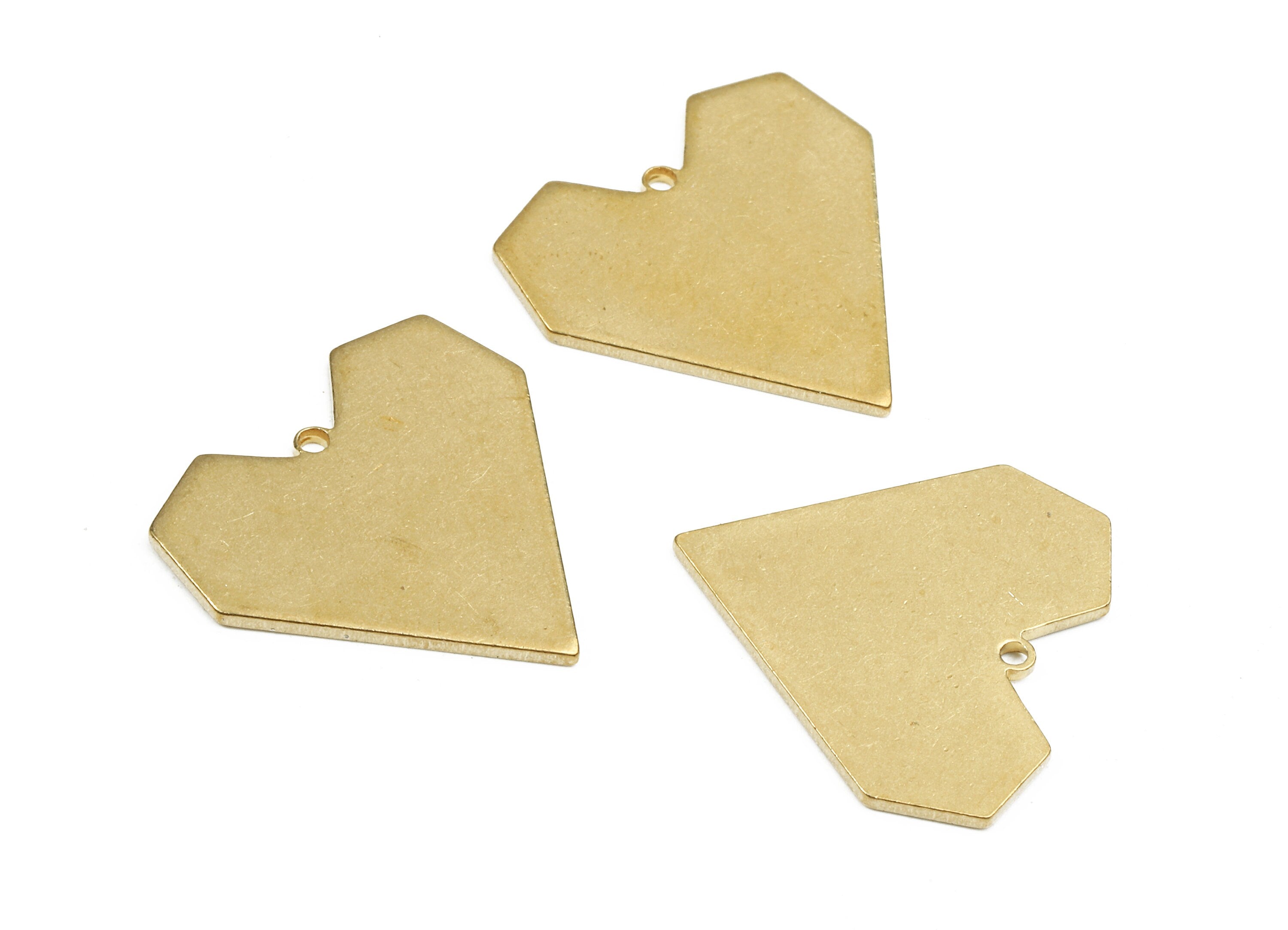 Personalized stamping blank - Brass Heart Charms - Raw Brass Heart Earrings and Pendant - Brass Heart Necklace - 19.45x19.74x1mm - PP2594 - DOMEDBAZAAR