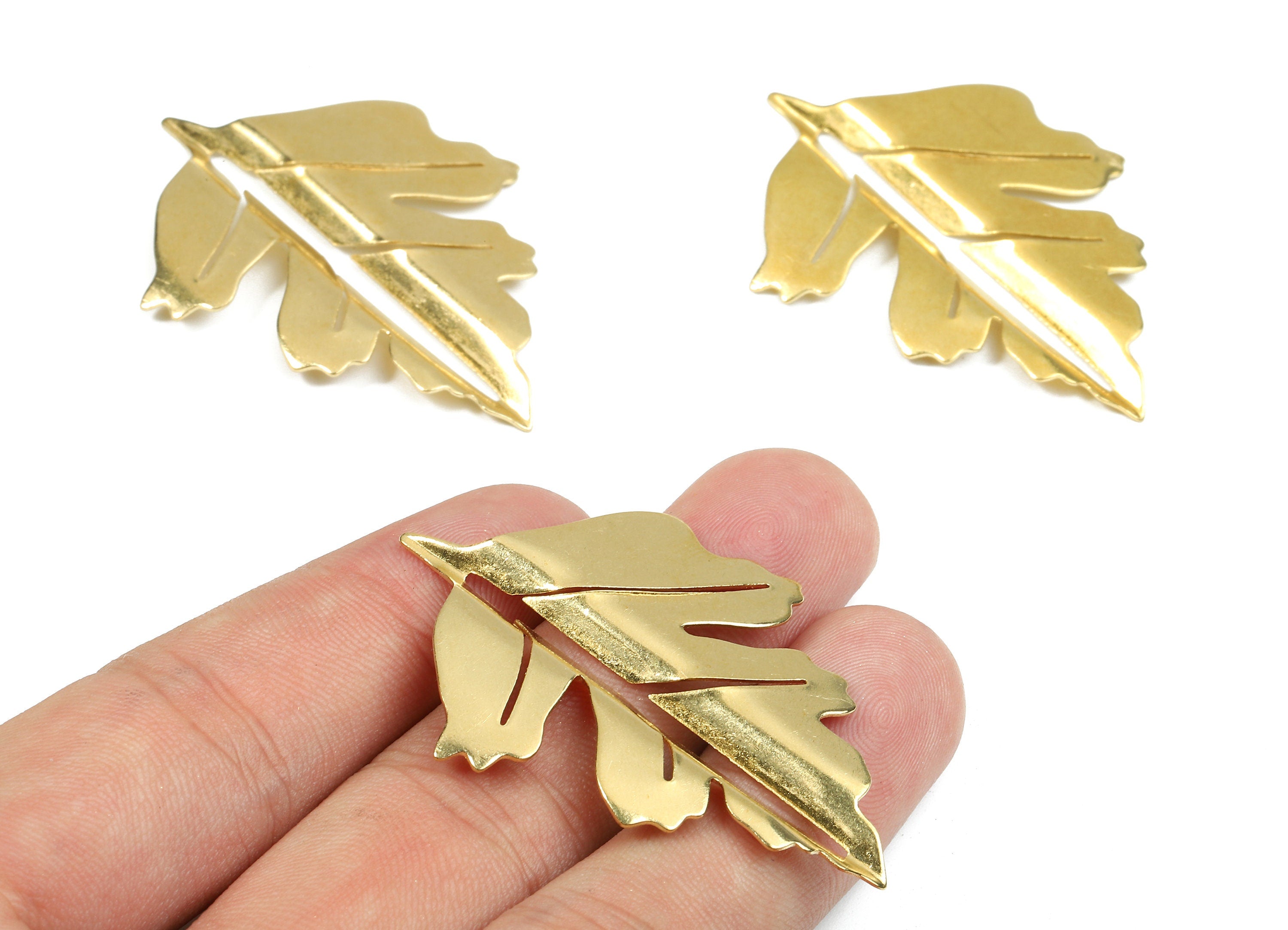Brass Maple Leaf Charms - Raw Brass Maple Leaf Earrings and Pendant - Earring Findings - Jewelry Supplies - 50.43x38.08x0.51mm - PP2590 - DOMEDBAZAAR