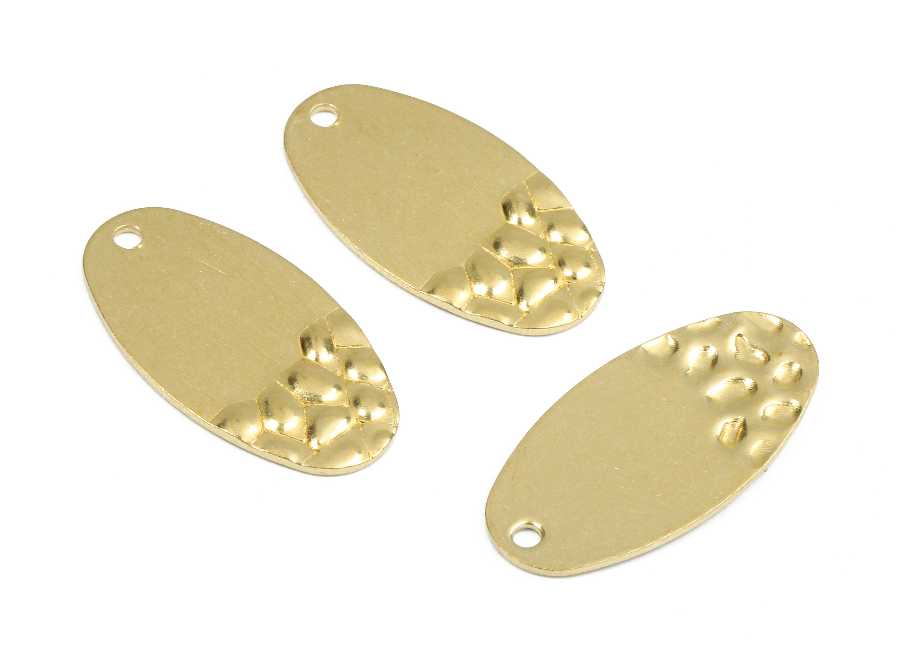 Personalized stamping blank - Brass Oval Charms - Raw Brass Oval Wavy Earrings and Pendant - Brass Oval Necklace - 21x11.52x1.12mm - PP2441 - DOMEDBAZAAR