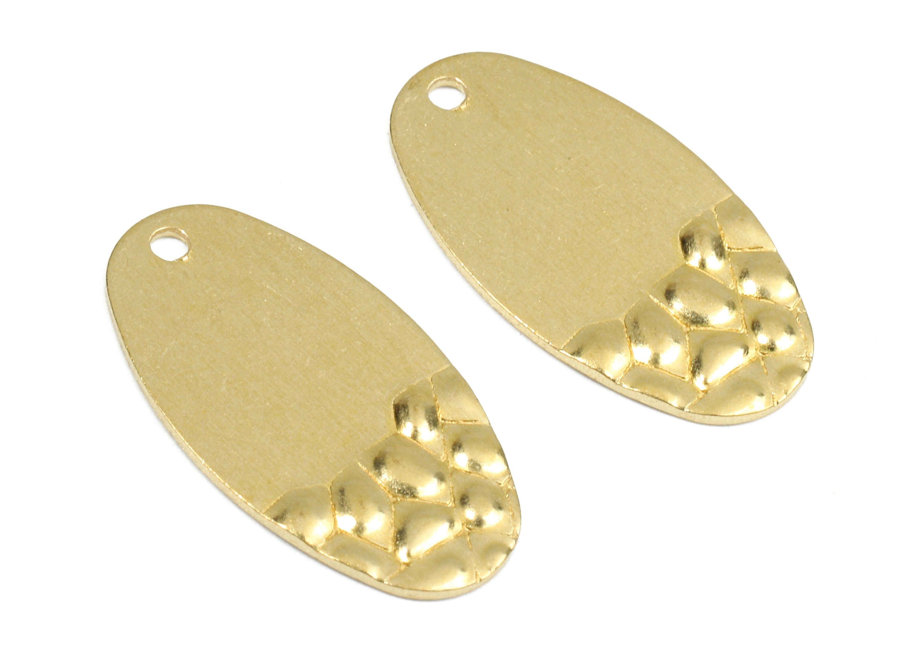 Personalized stamping blank - Brass Oval Charms - Raw Brass Oval Wavy Earrings and Pendant - Brass Oval Necklace - 21x11.52x1.12mm - PP2441 - DOMEDBAZAAR