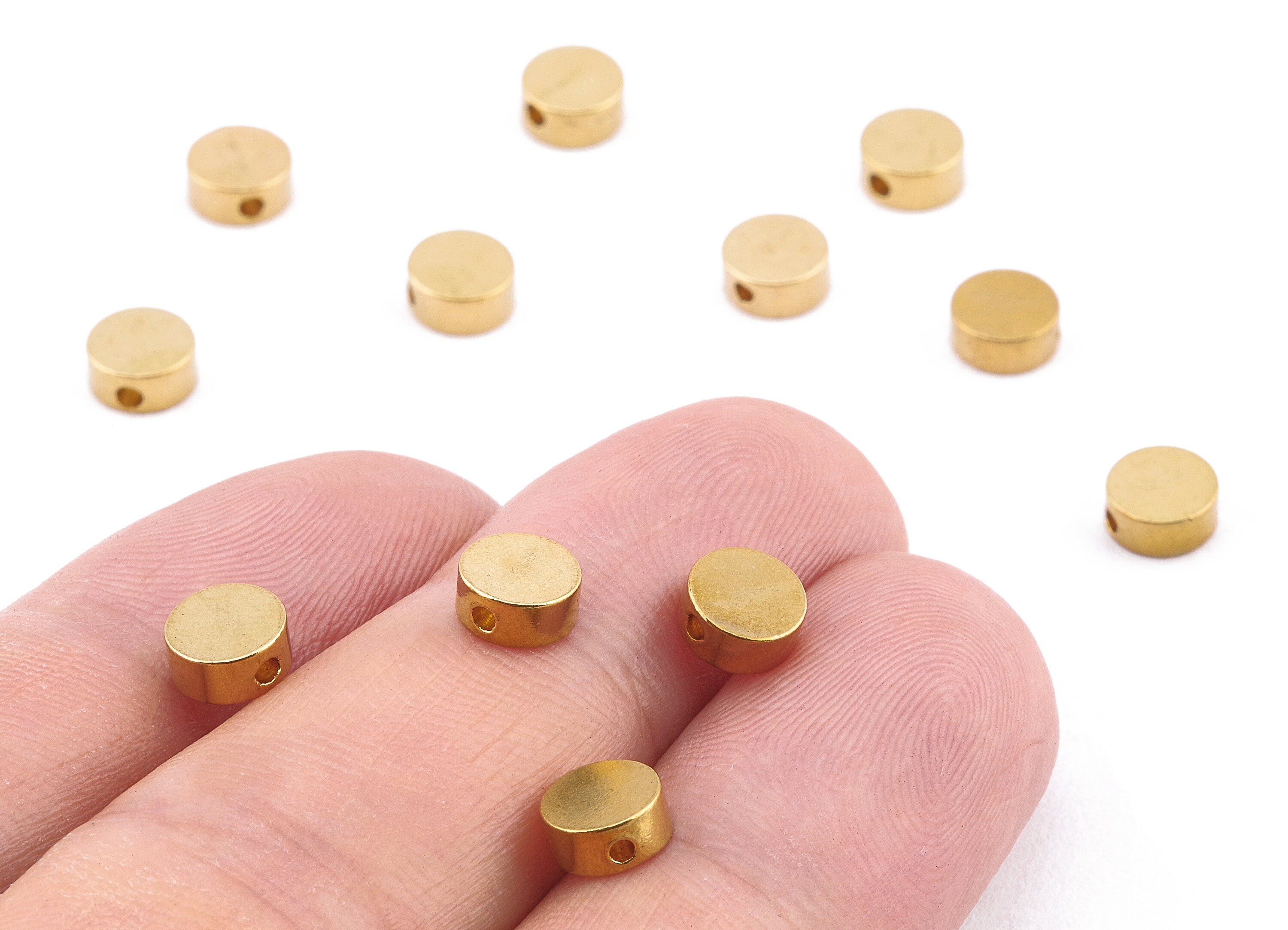 Brass Round Spacer Beads - Raw Brass Round Beads - Spacer Connectors - Earring Findings - Jewelry Supplies - 6x6x2.65mm - PP2218 - DOMEDBAZAAR