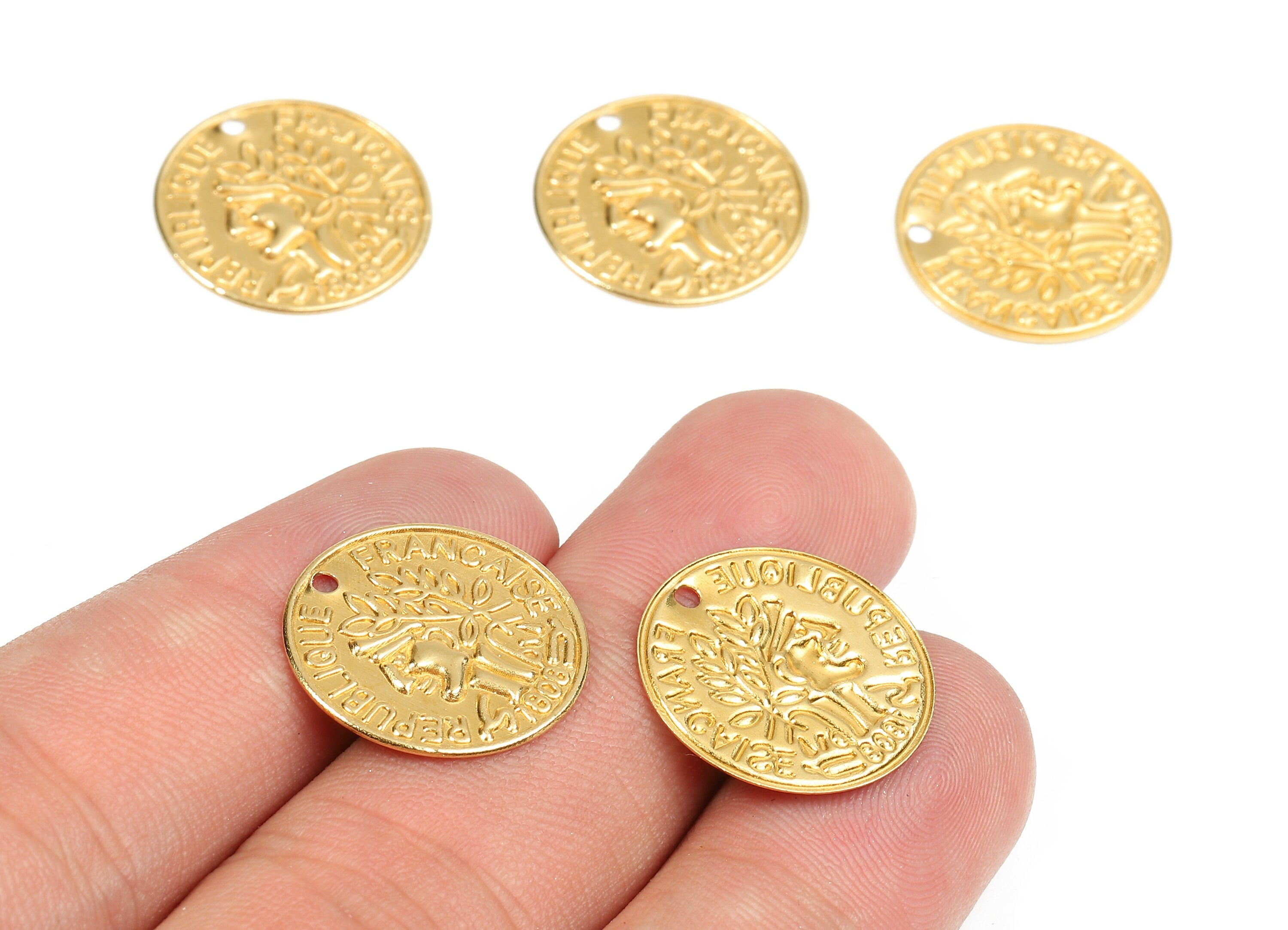 Brass Coin Charms - Raw Brass Coin Earrings and Pendant - Brass Round Necklace - Jewelry Supplies - 18.36x18.36x0.74mm - PP2551 - DOMEDBAZAAR