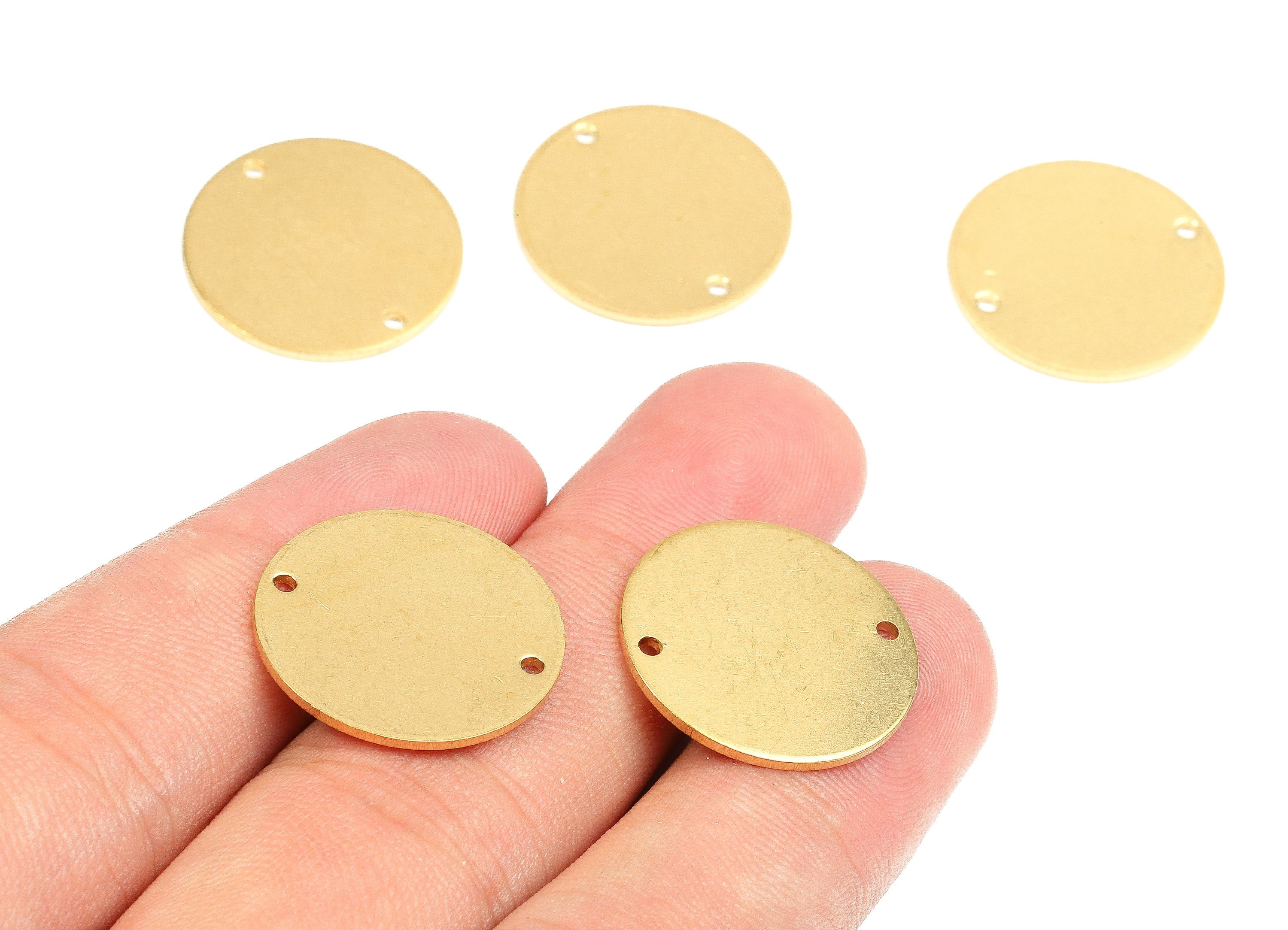 Personalized stamping blank - Brass Round Connectors - Raw Brass Coin Pendant and Necklace - Brass Connector Charms - 20x20x1.13mm - PP2401 - DOMEDBAZAAR