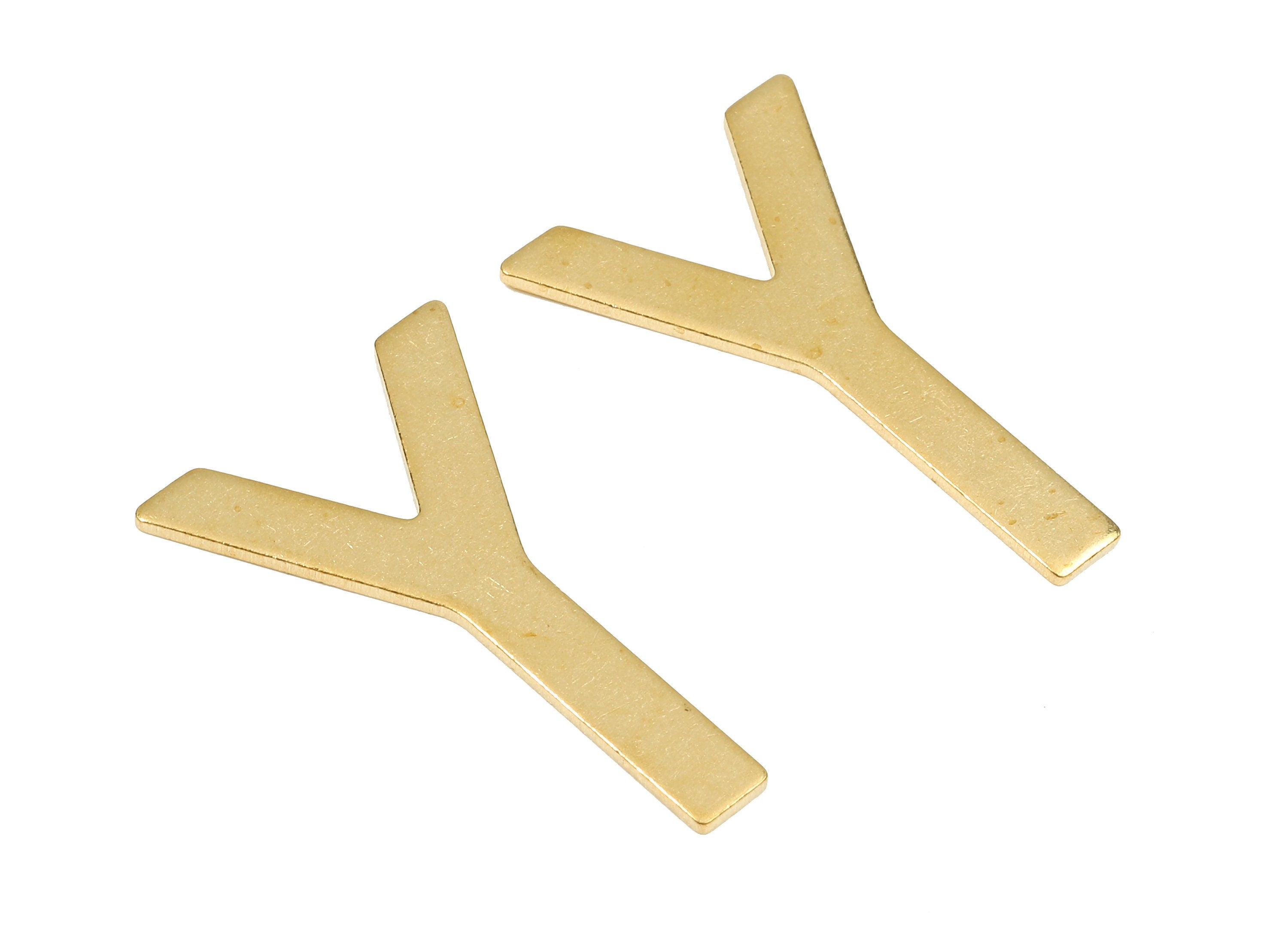 Brass Y Blank - Raw Brass Letter Y Blank - Brass Letter Wallart Decoration - Brass Alphabet V Blank - 30.84x19.6x1.28mm - PP2753 - DOMEDBAZAAR