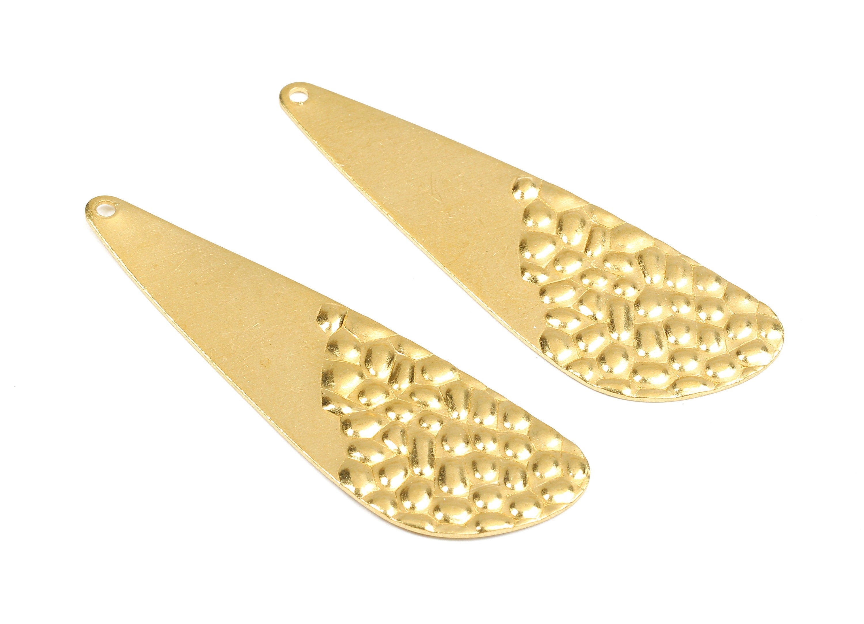 Brass Wavy Charms - Raw Brass Wavy Earrings and Pendant - Earring Findings - Jewelry Supplies - 46.56x14.86x1.1mm - PP2430 - DOMEDBAZAAR