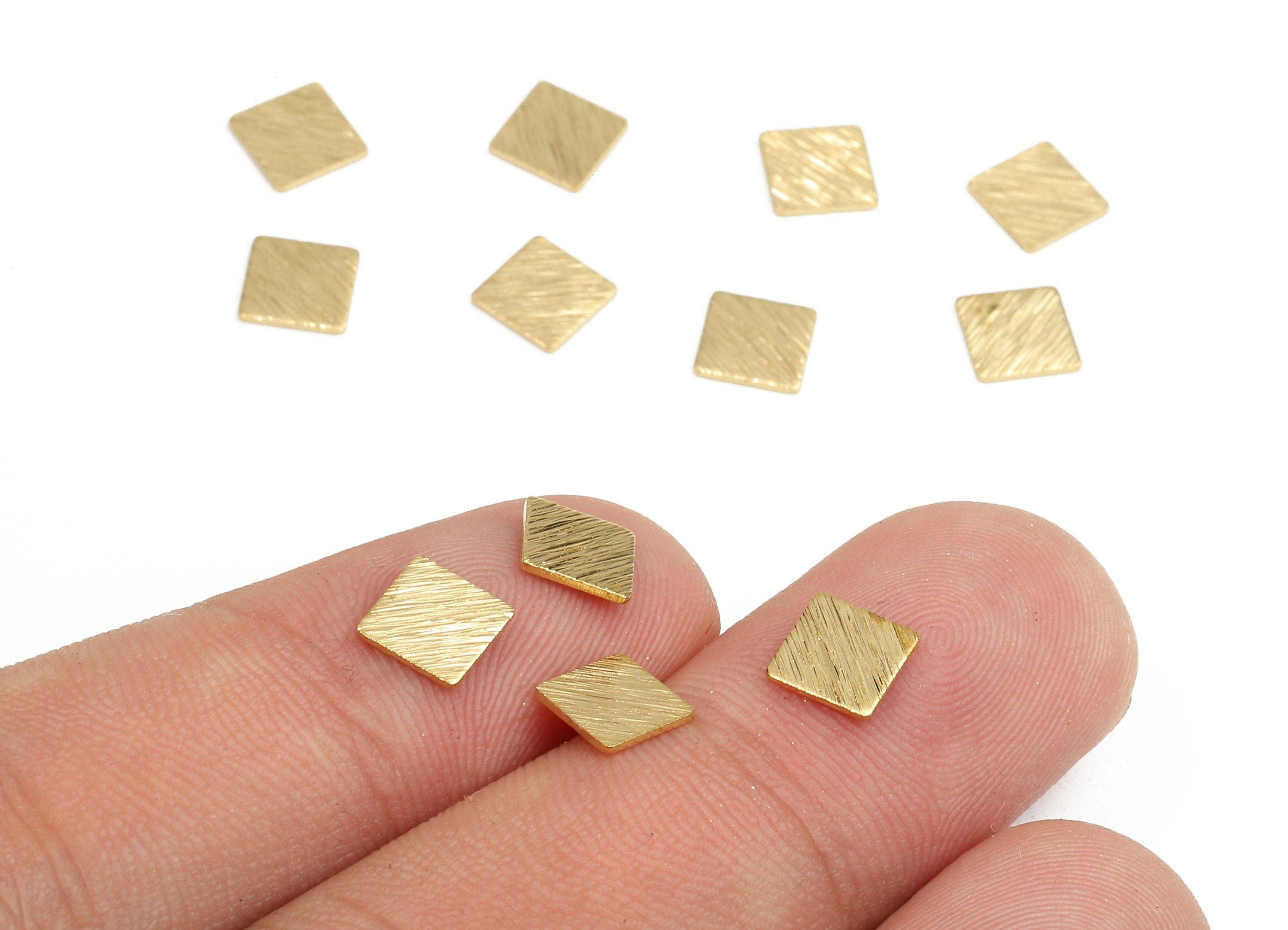 Brass Square Charms - Raw Brass Textured Square Pendant - Brass Textured Tag - Brass Findings - 6.04x6.04x0.62mm - PP2522 - DOMEDBAZAAR