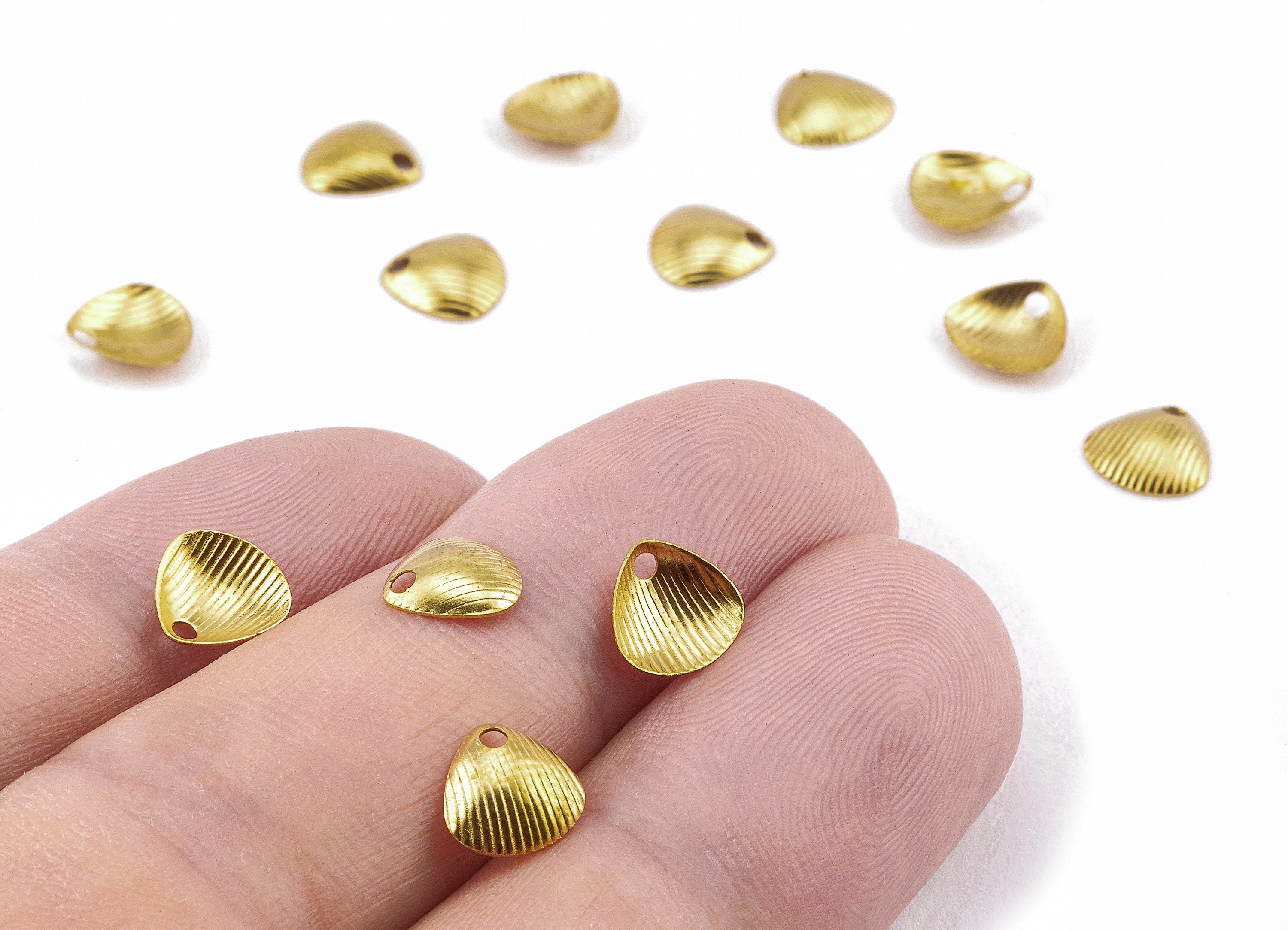 Brass Shell Charms - Raw Brass Shell Earrings and Pendant - Earring Findings - Jewelry Supplies - 7.18x7.04x0.42mm - PP2242 - DOMEDBAZAAR