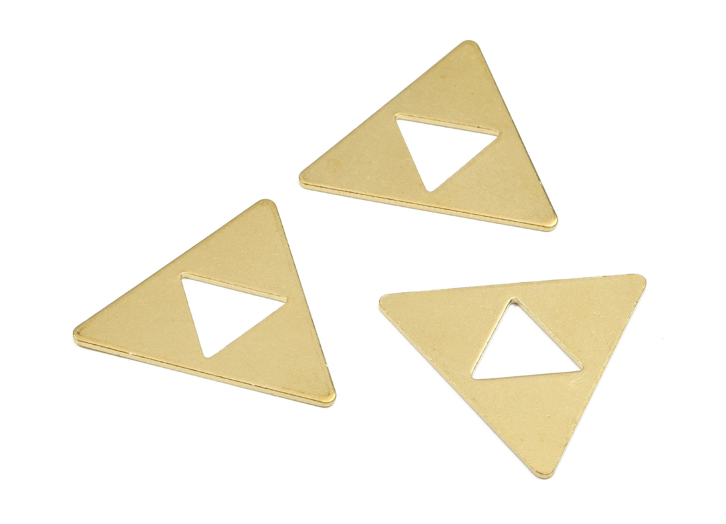 Brass Triangle Charms - Raw Brass Triangle Earrings and Pendant - Brass Triangle Necklace - Jewelry Supplies - 27.22x27.22x1.13mm - PP2623 - DOMEDBAZAAR
