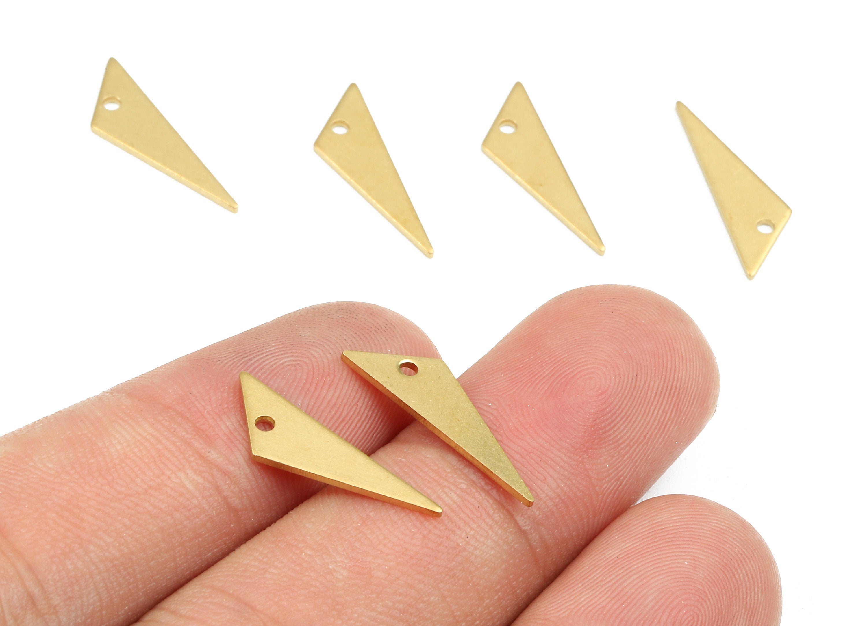 Personalized stamping blank - Brass Triangle Charms - Raw Brass Triangle Earrings and Pendant - 19.33x5.76x0.82mm - PP2546 - DOMEDBAZAAR