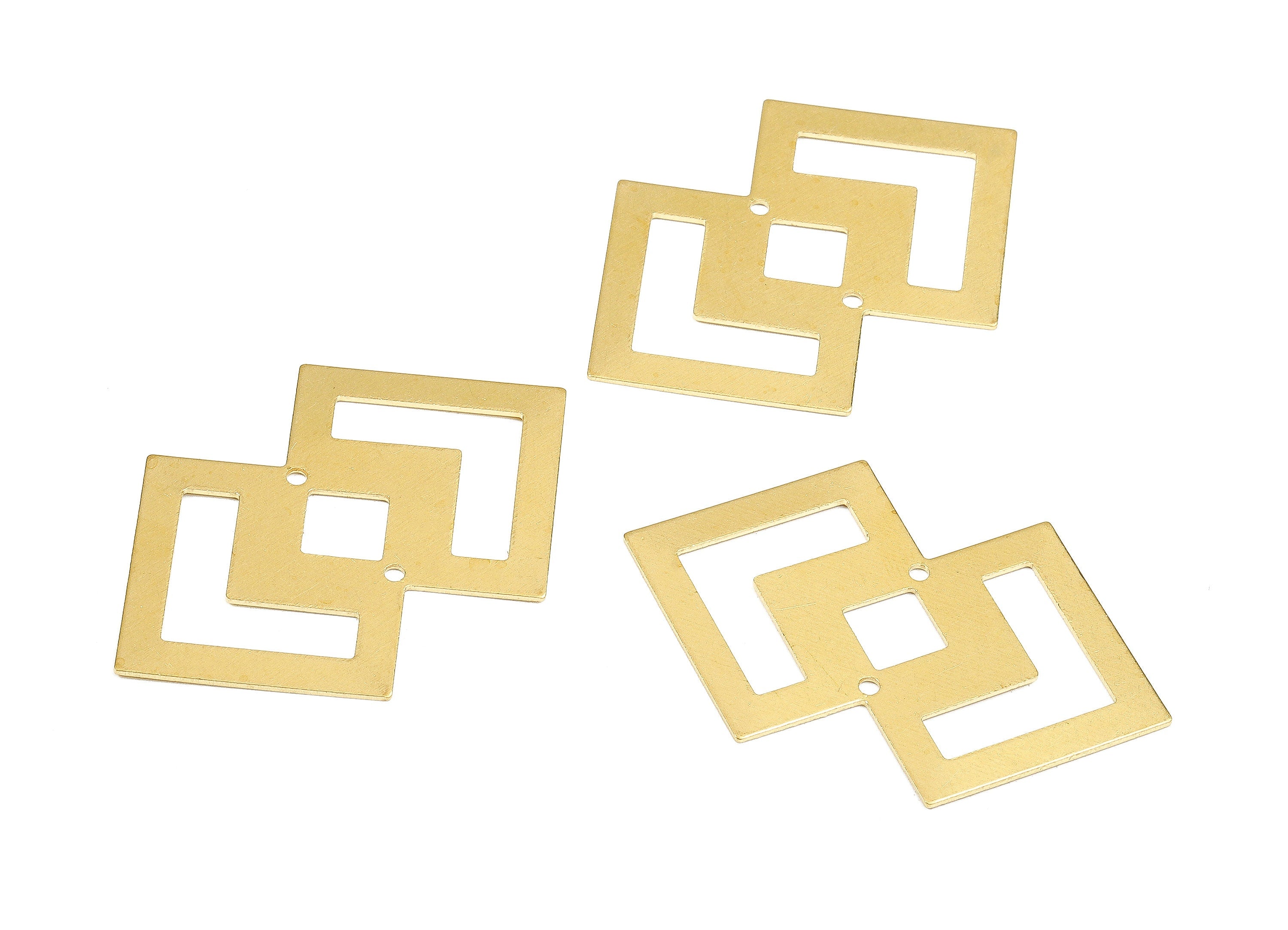 Brass Diamond Connectors - Raw Brass Diamond Connector Pendant - 2 Holes Connectors - Jewelry Supplies - 42.38x27.95x0.62mm - PP2517 - DOMEDBAZAAR