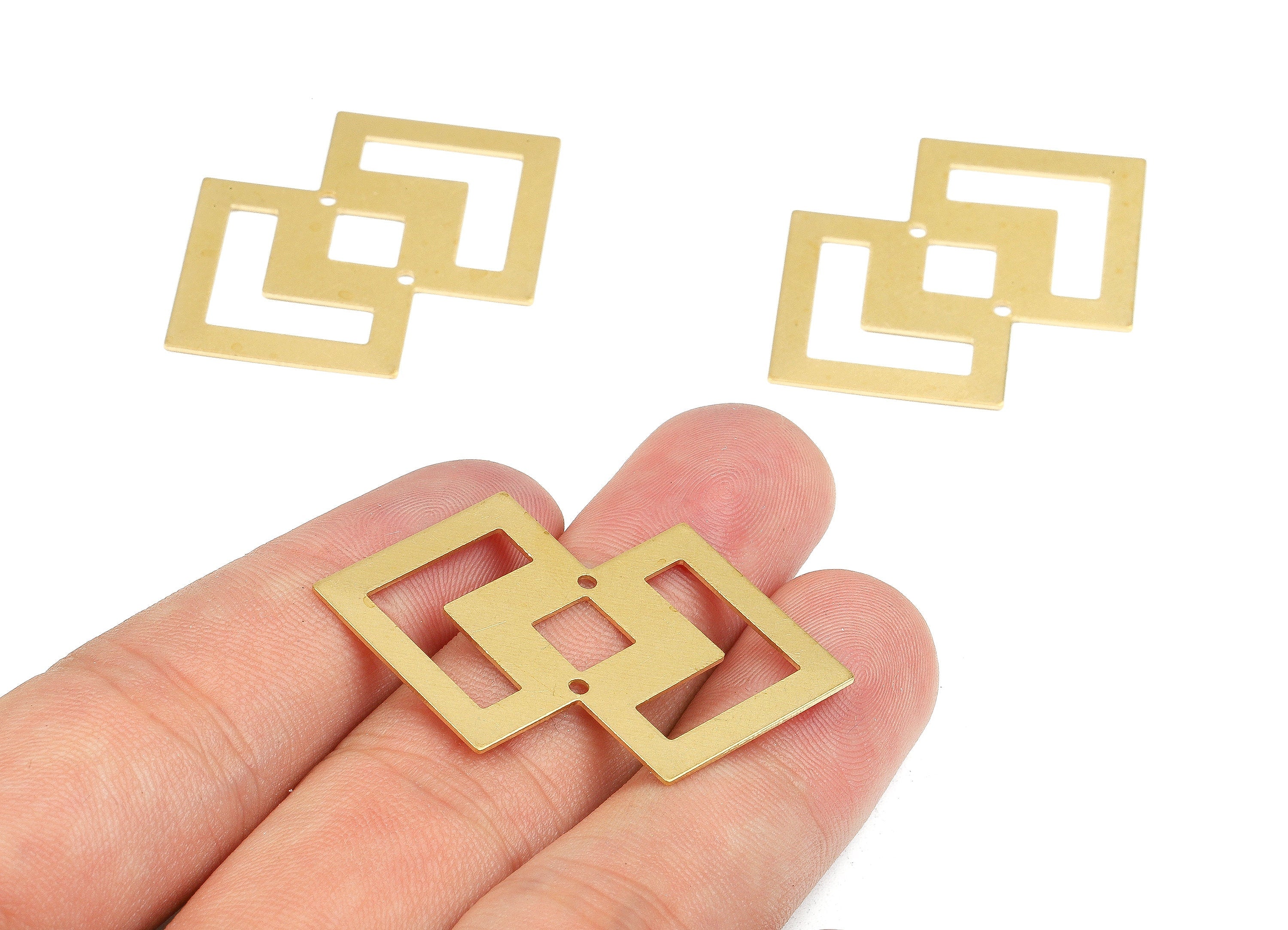 Brass Diamond Connectors - Raw Brass Diamond Connector Pendant - 2 Holes Connectors - Jewelry Supplies - 42.38x27.95x0.62mm - PP2517 - DOMEDBAZAAR