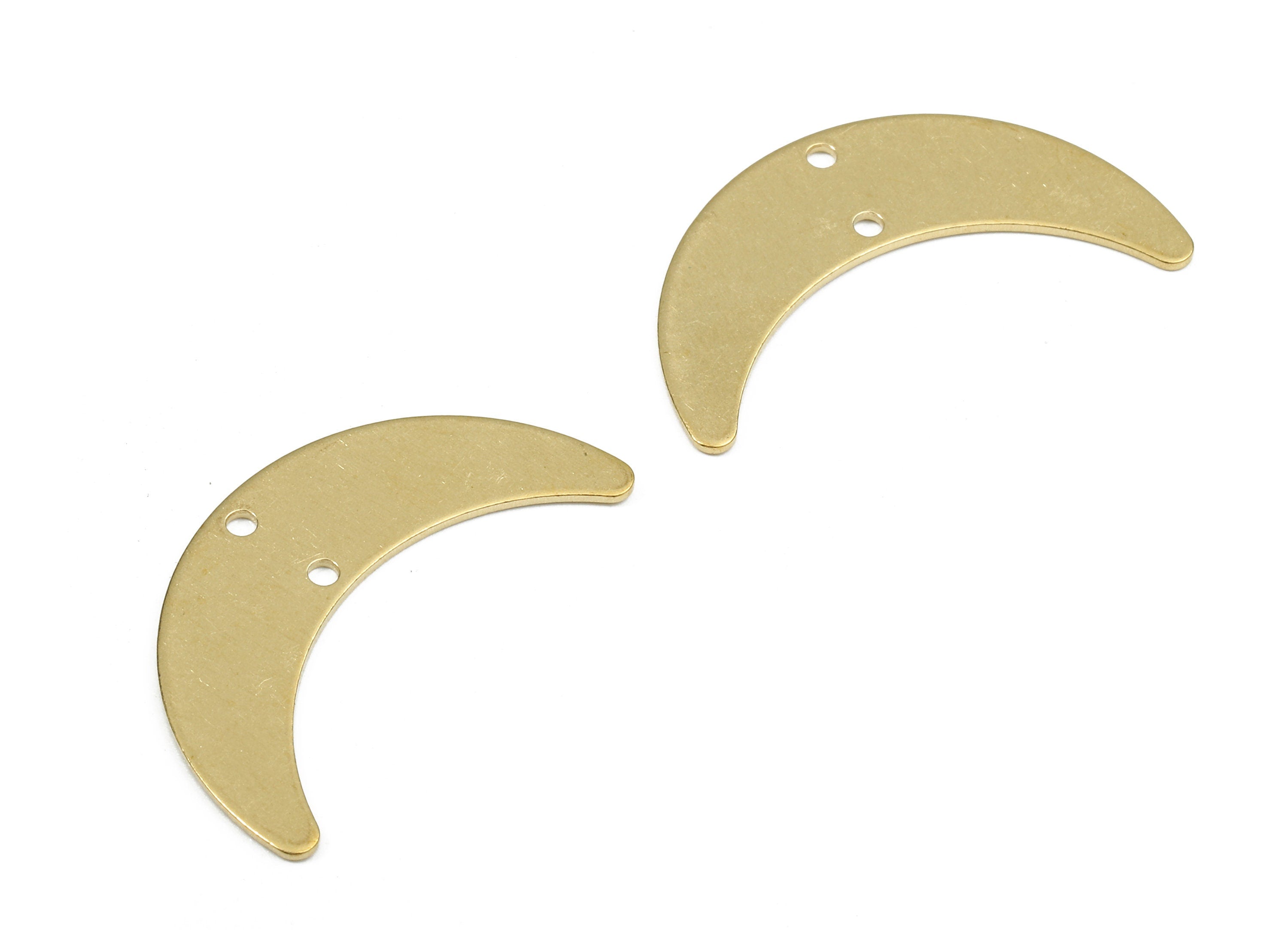 Brass Moon Connectors - Raw Brass Moon Pendant & Necklace - Brass Connector Charms - 2 Holes - Jewelry Supplies - 28.47x8.08x0.74mm - PP2410 - DOMEDBAZAAR