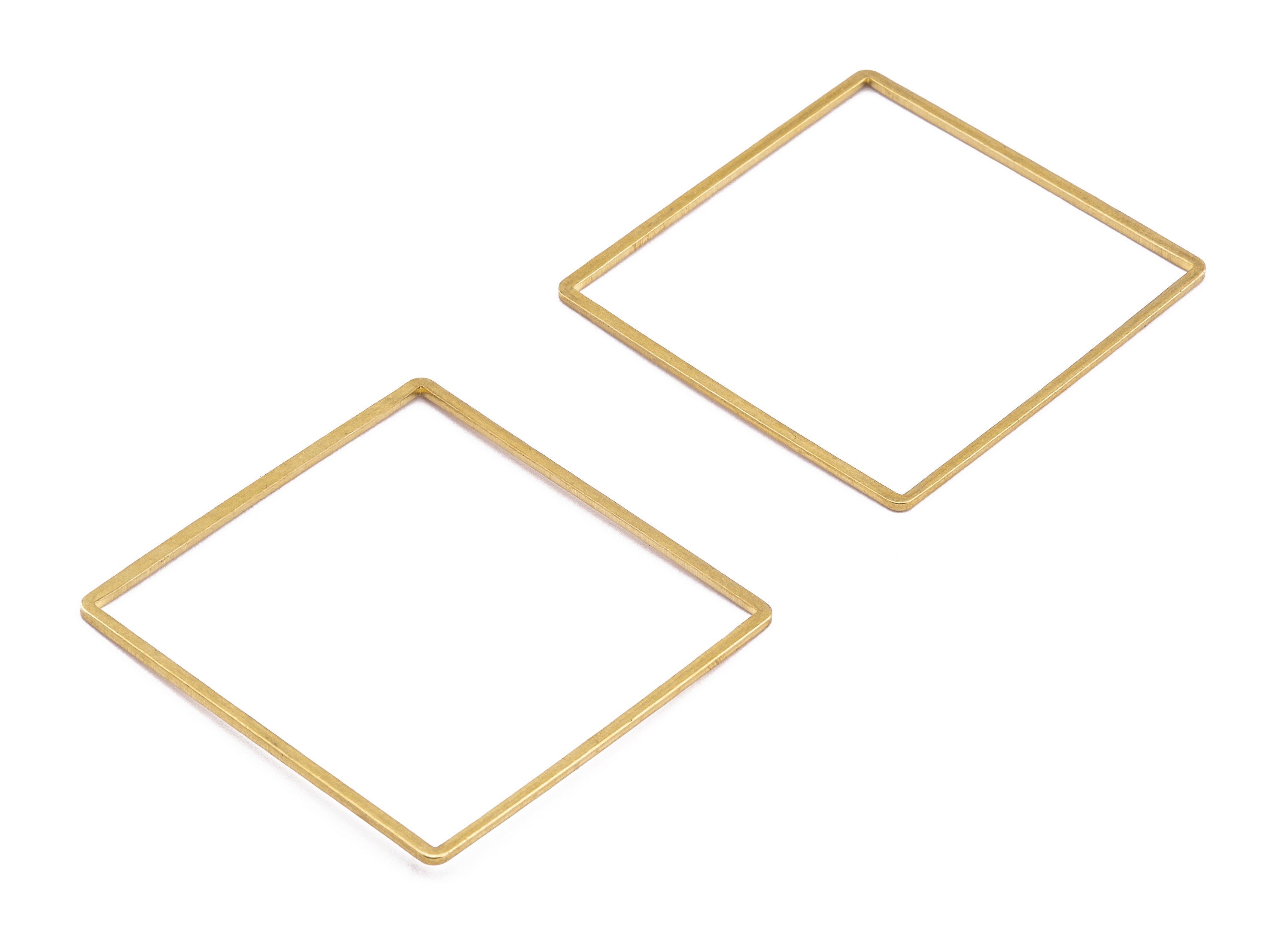 Brass Square Charms - Square Shpaed Raw Brass Connector - Geometric Charms - Jewelry Supplies - 42x1mm - PP1156 - DOMEDBAZAAR