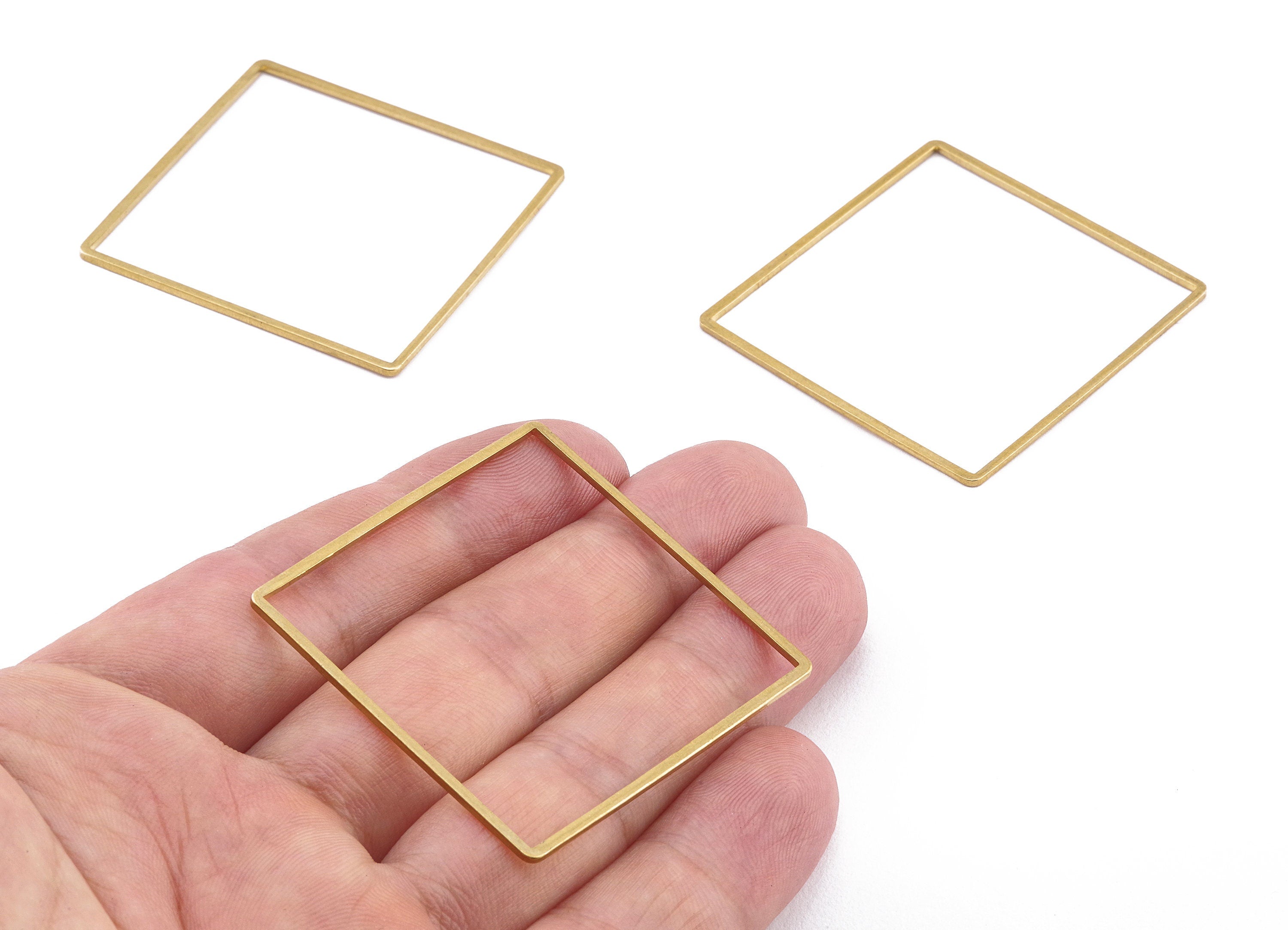 Brass Square Charms - Square Shpaed Raw Brass Connector - Geometric Charms - Jewelry Supplies - 42x1mm - PP1156 - DOMEDBAZAAR