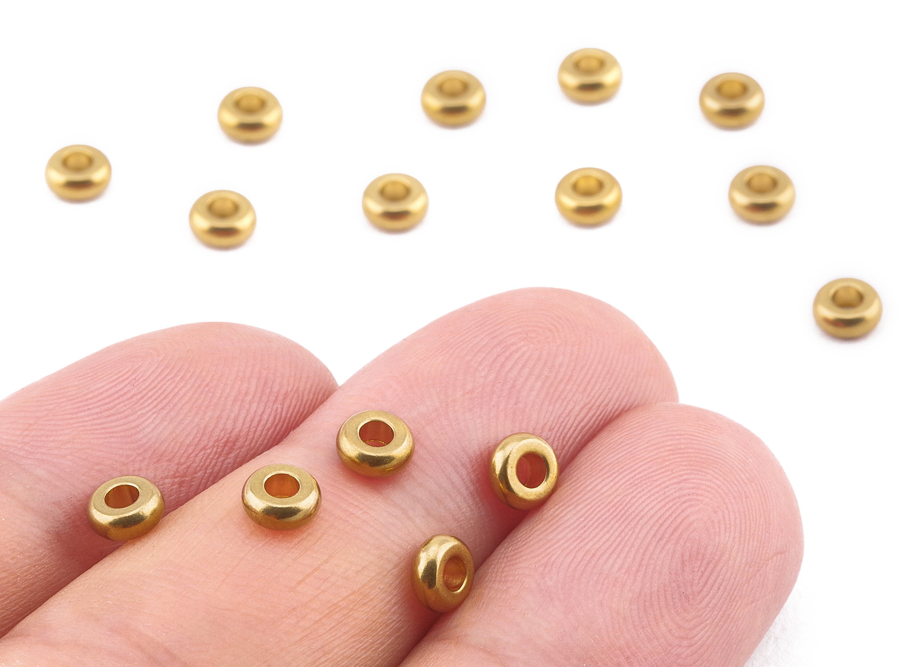 Brass Round Beads - Raw Brass Circle Beads - Earring Findings - Jewelry Supplies - 4.86x2.08x1.47mm - PP2263 - DOMEDBAZAAR