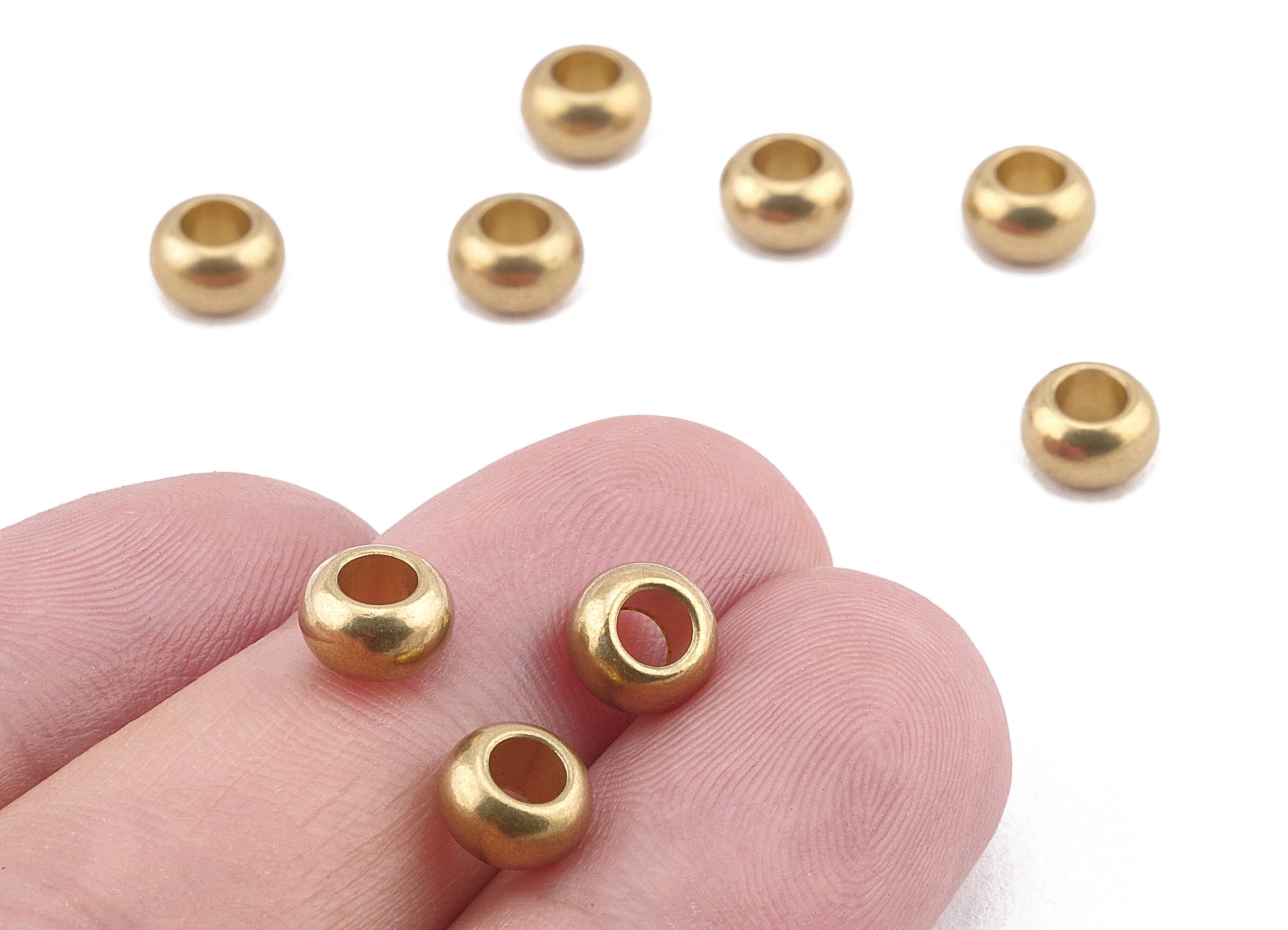 Brass Round Beads - Raw Brass Circle Beads - Earring Findings - Jewelry Supplies - 6.86x4.08x1.86mm - PP2262 - DOMEDBAZAAR