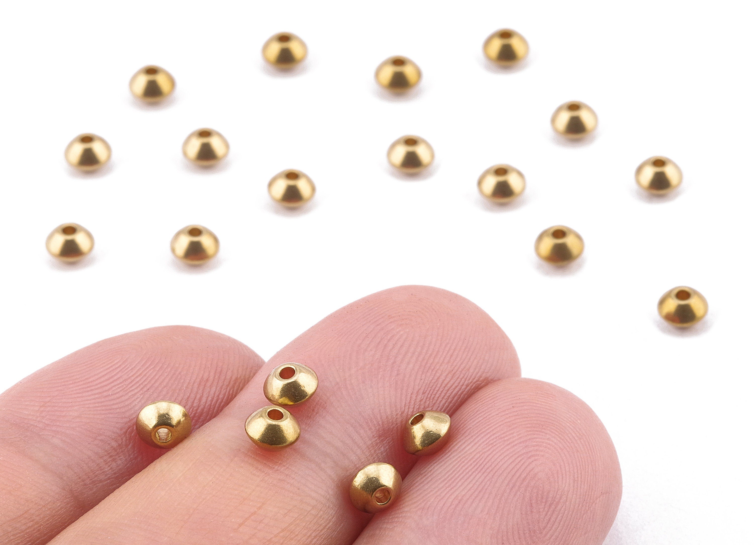 Brass Ball Spacer Beads - Raw Brass Ball Spacer Beads - Necklace Beads - Earring Findings - Jewelry Supplies - 4.48x3.09mm - PP2272 - DOMEDBAZAAR