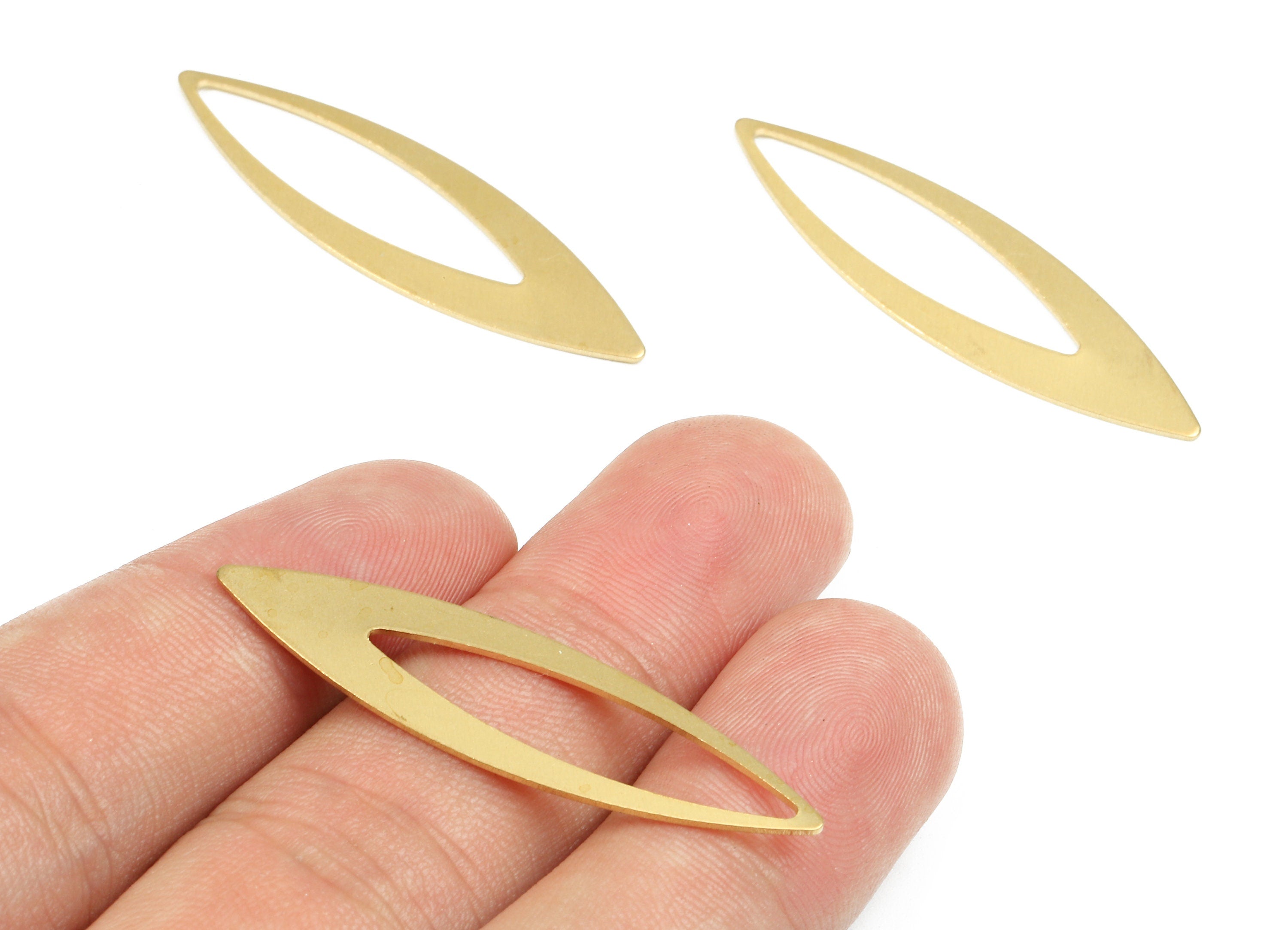 Brass Oval Charms - Raw Brass Oval Connector - Brass Connector Pendant - Earring Finding - Jewelry Supplies - 41.85x12.04x0.66mm - PP2559 - DOMEDBAZAAR