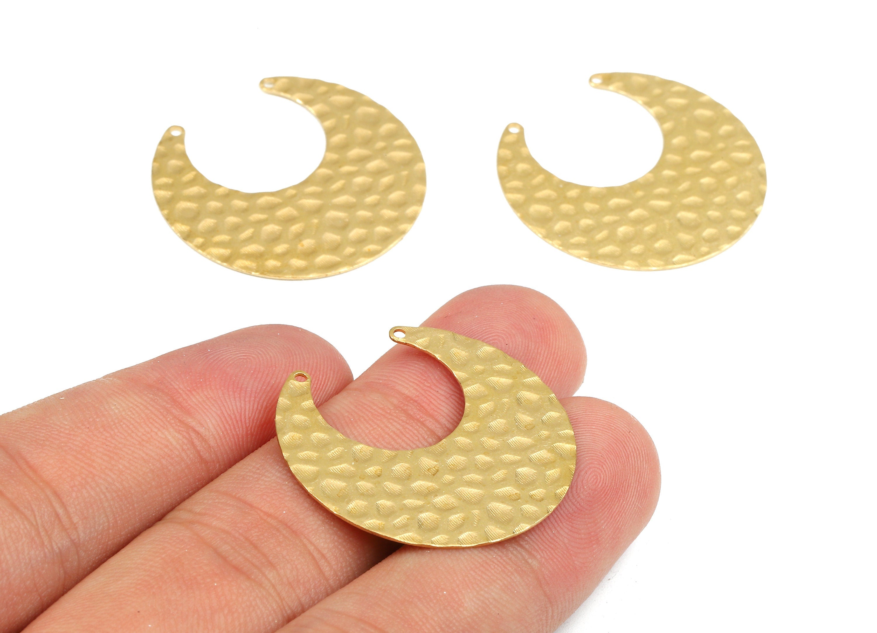 Brass Crescent Connector - Raw Brass Hummred Moon Pendant - Brass Connector Charms - 2 Holes - Jewelry Supplies - 30.02x13.79x0.7mm - PP2481 - DOMEDBAZAAR