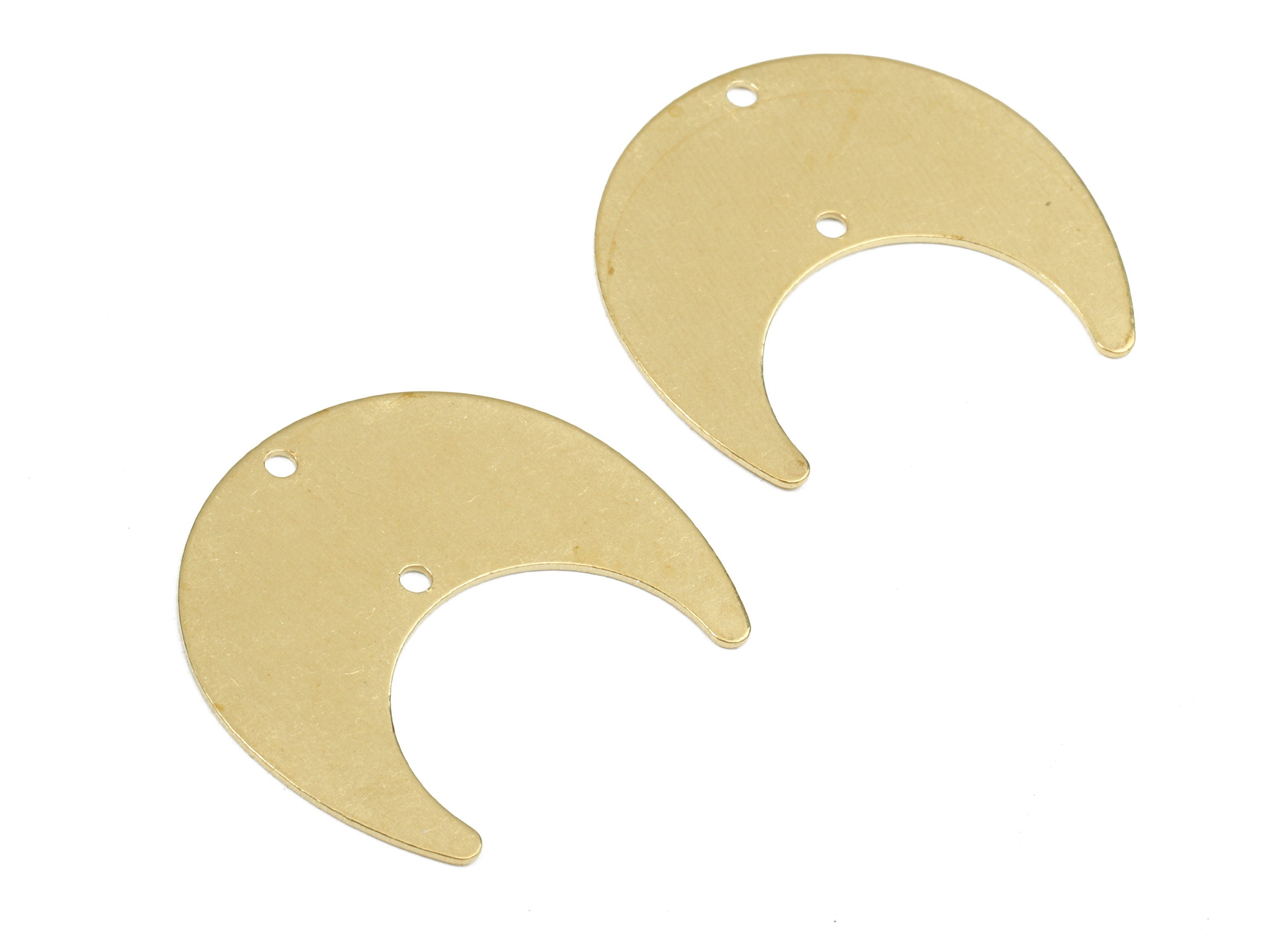 Brass Moon Connectors - Raw Brass Moon Pendant & Necklace - Brass Connector Charms - 2 Holes - Jewelry Supplies - 25.06x23.02x0.8mm - PP2657 - DOMEDBAZAAR