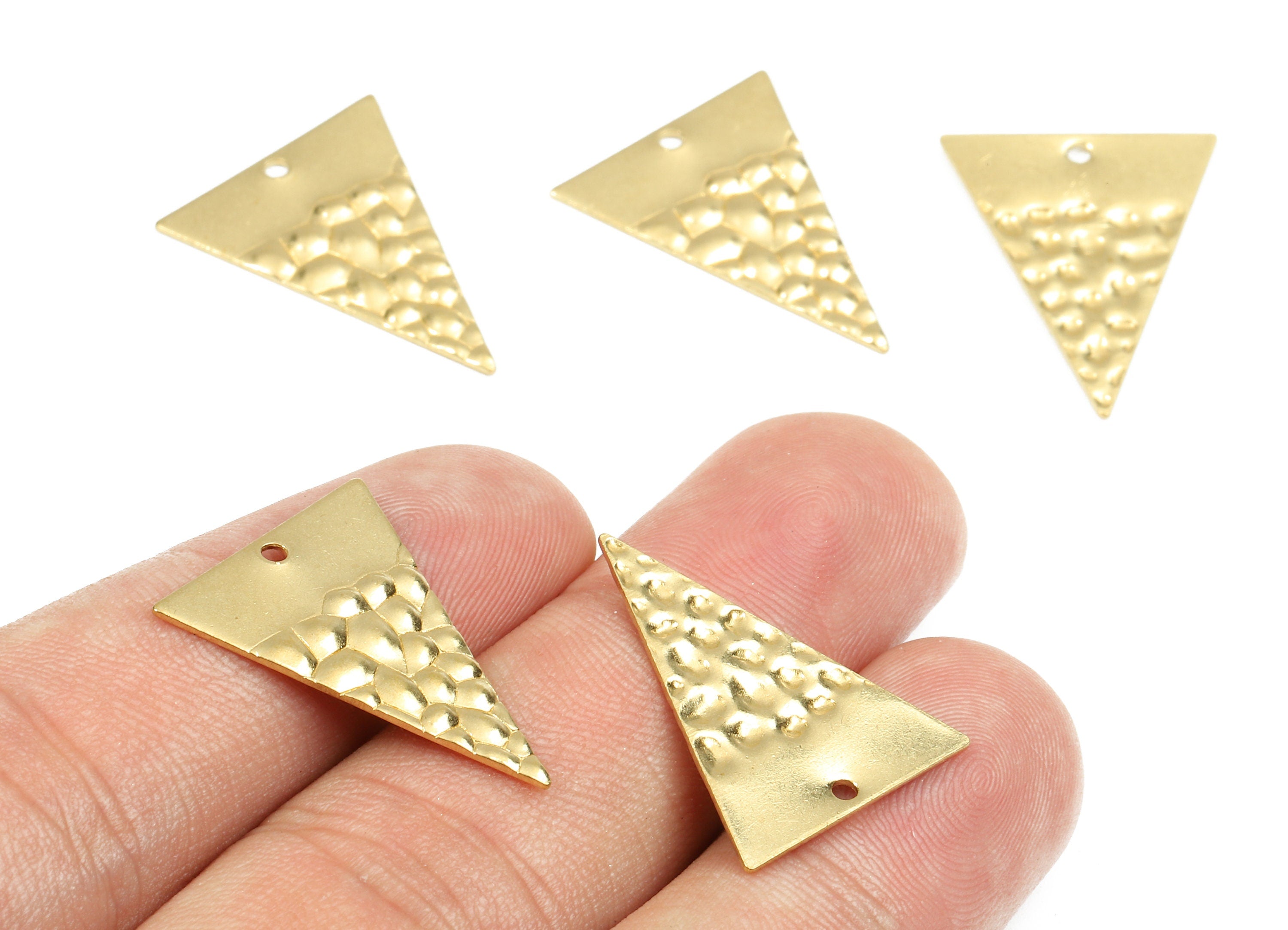 Brass Triangle Charms - Raw Brass Wavy Triangle Earrings and Pendant - Brass Triangle Necklace - 22.98x17.98x0.97mm - PP2422 - DOMEDBAZAAR