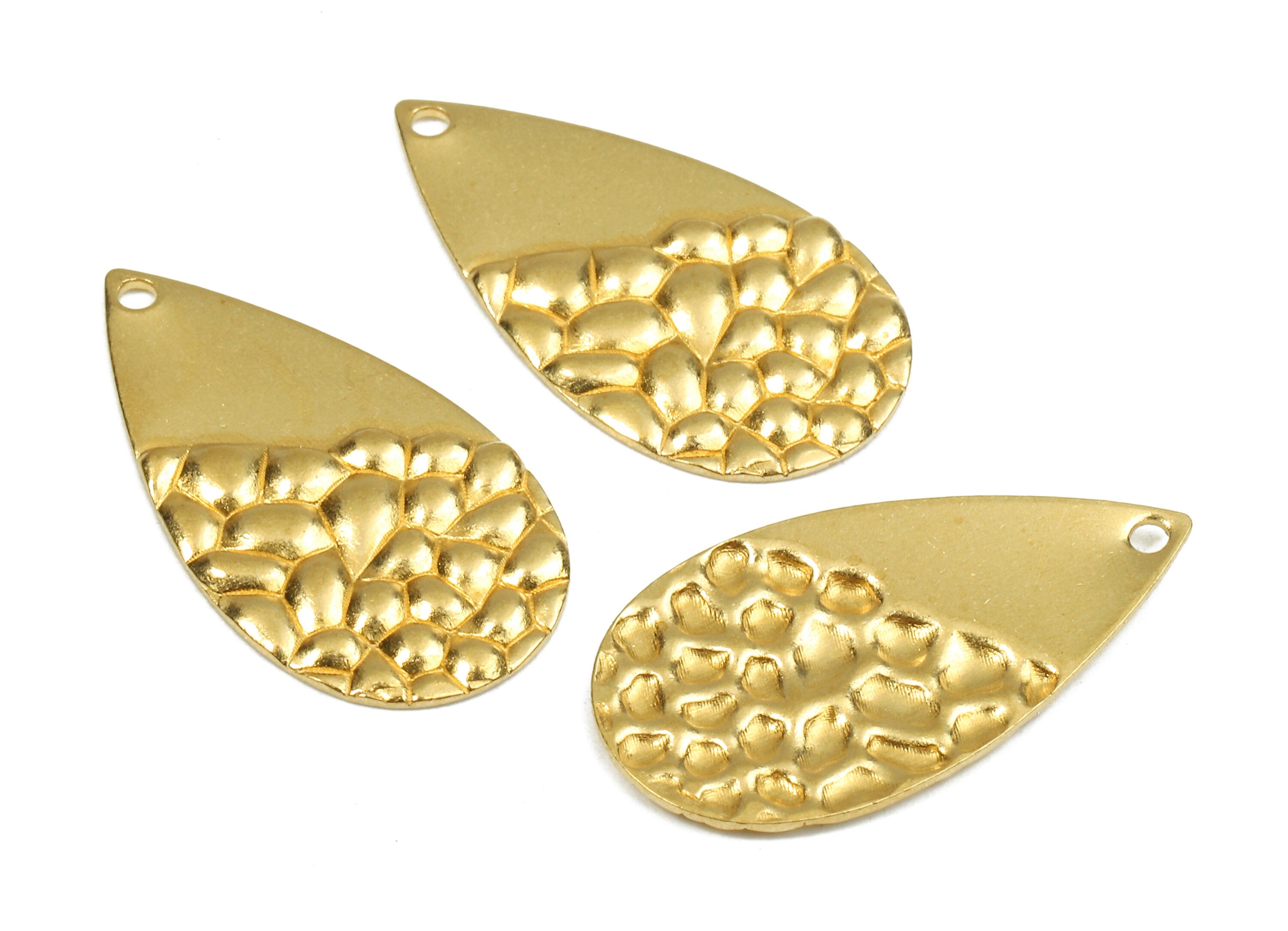 Brass Drop Charms - Raw Brass Wavy Drop Earrings and Pendant - Brass Drop Necklace - Jewelry Supplies - 24.81x13.33x1.12mm - PP2421 - DOMEDBAZAAR