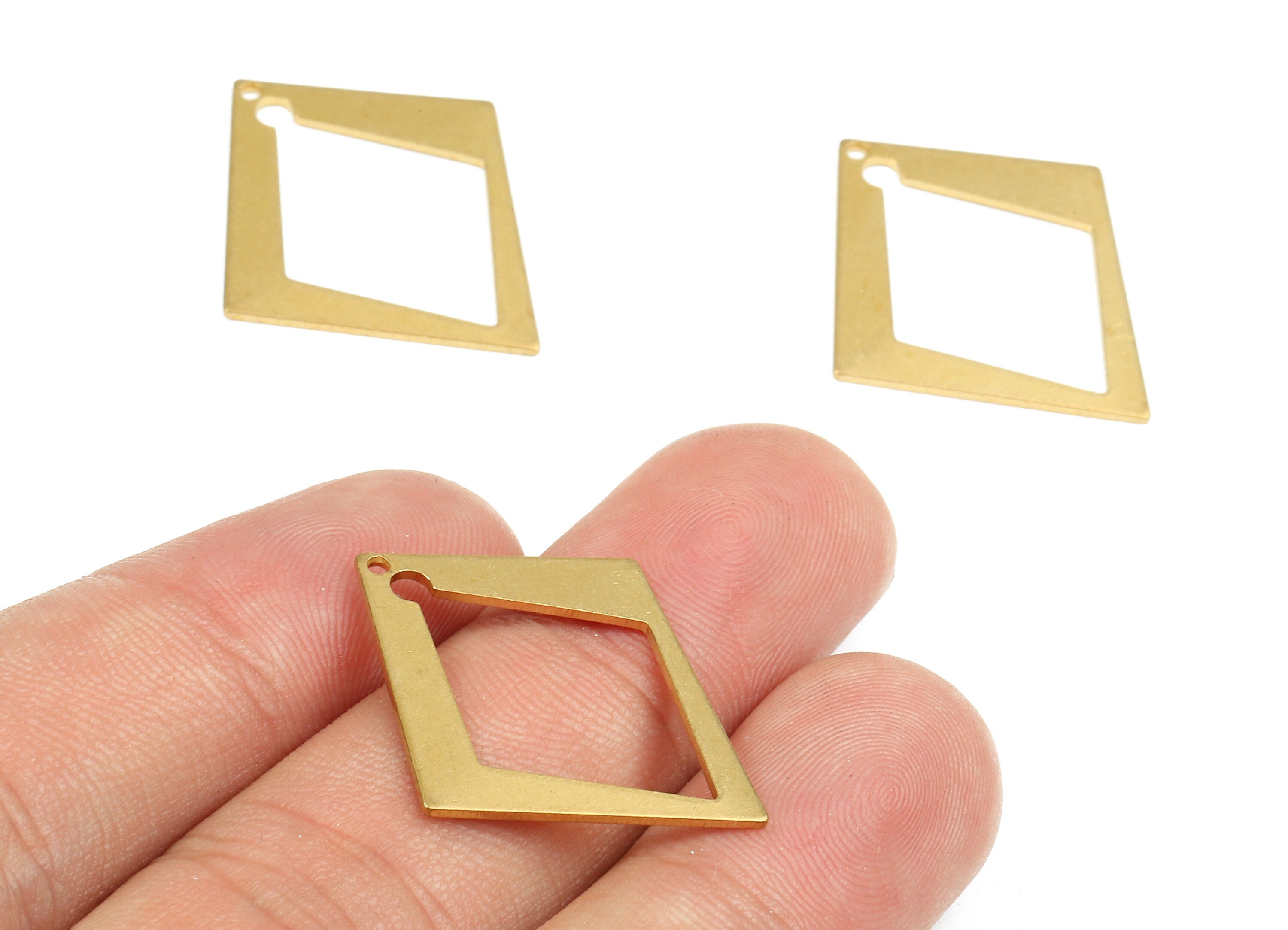 Brass Diamond Charms - Raw Brass Diamond Earrings and Pendant - Earring Findings - Jewelry Supplies - 28.93x24.55x0.99mm - PP2554 - DOMEDBAZAAR
