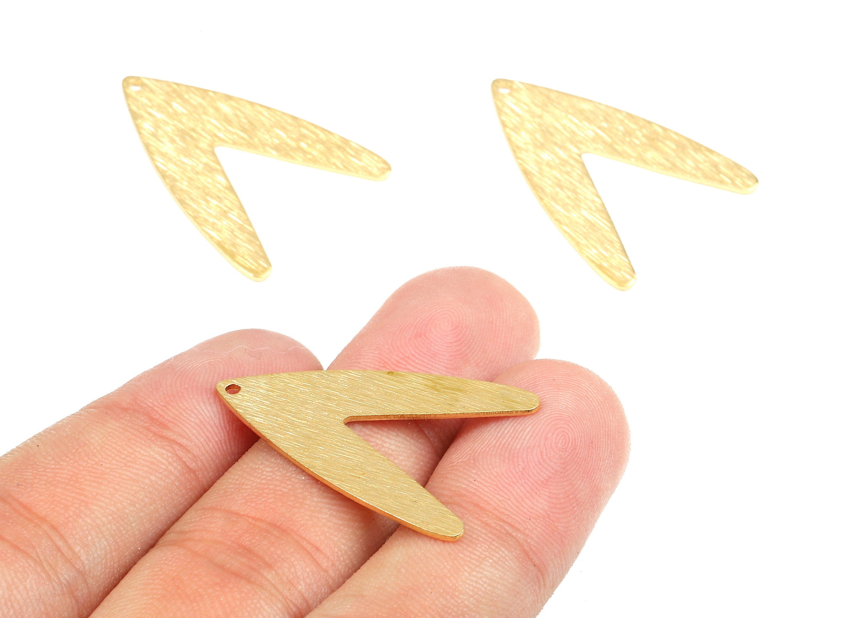 Brass V Charms - Raw Brass Texture Letter V Earrings and Pendant - Brass Necklace - Jewelry Supplies - 30.63x22.69x0.79mm - PP2643 - DOMEDBAZAAR