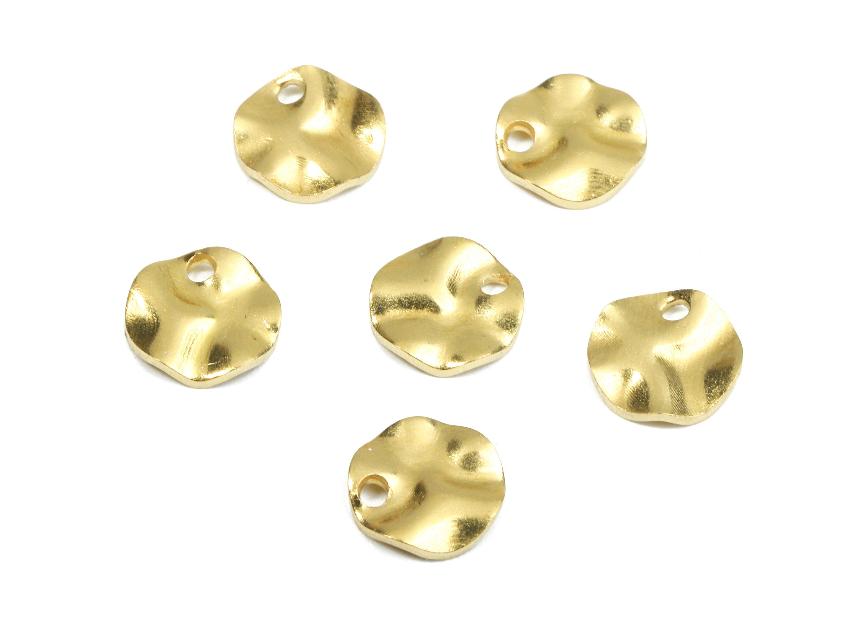 Brass Wavy Round Charms - Raw Brass Wavy Round Earrings and Pendant - Earring Findings - Jewelry Supplies - 8.11x8.12x1mm - PP2574 - DOMEDBAZAAR